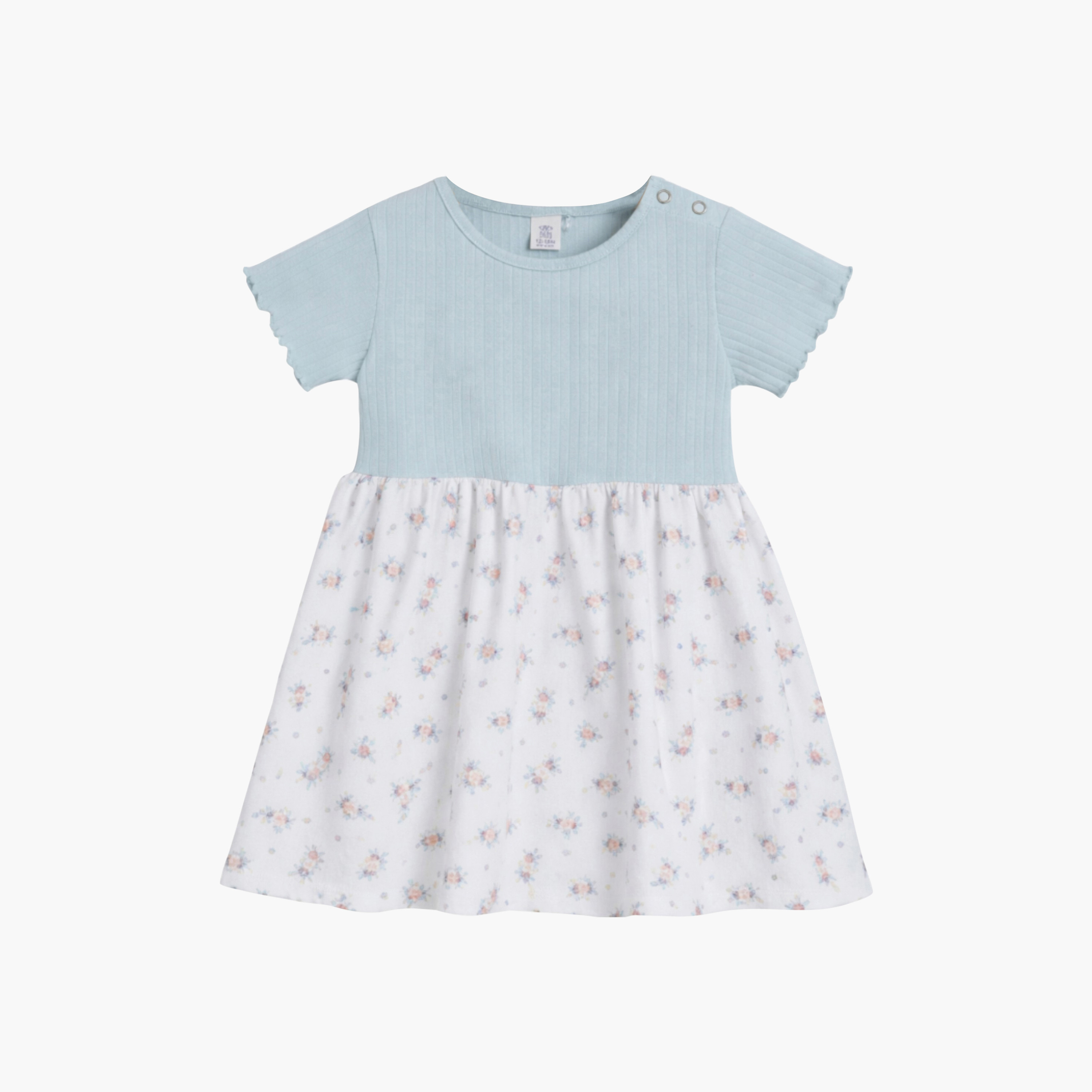 Victor and Jane Short Sleeves Drop Needle Dress with Floral Print Skirt-baby-girls-clothing-dressesandjumpsuits-image-1