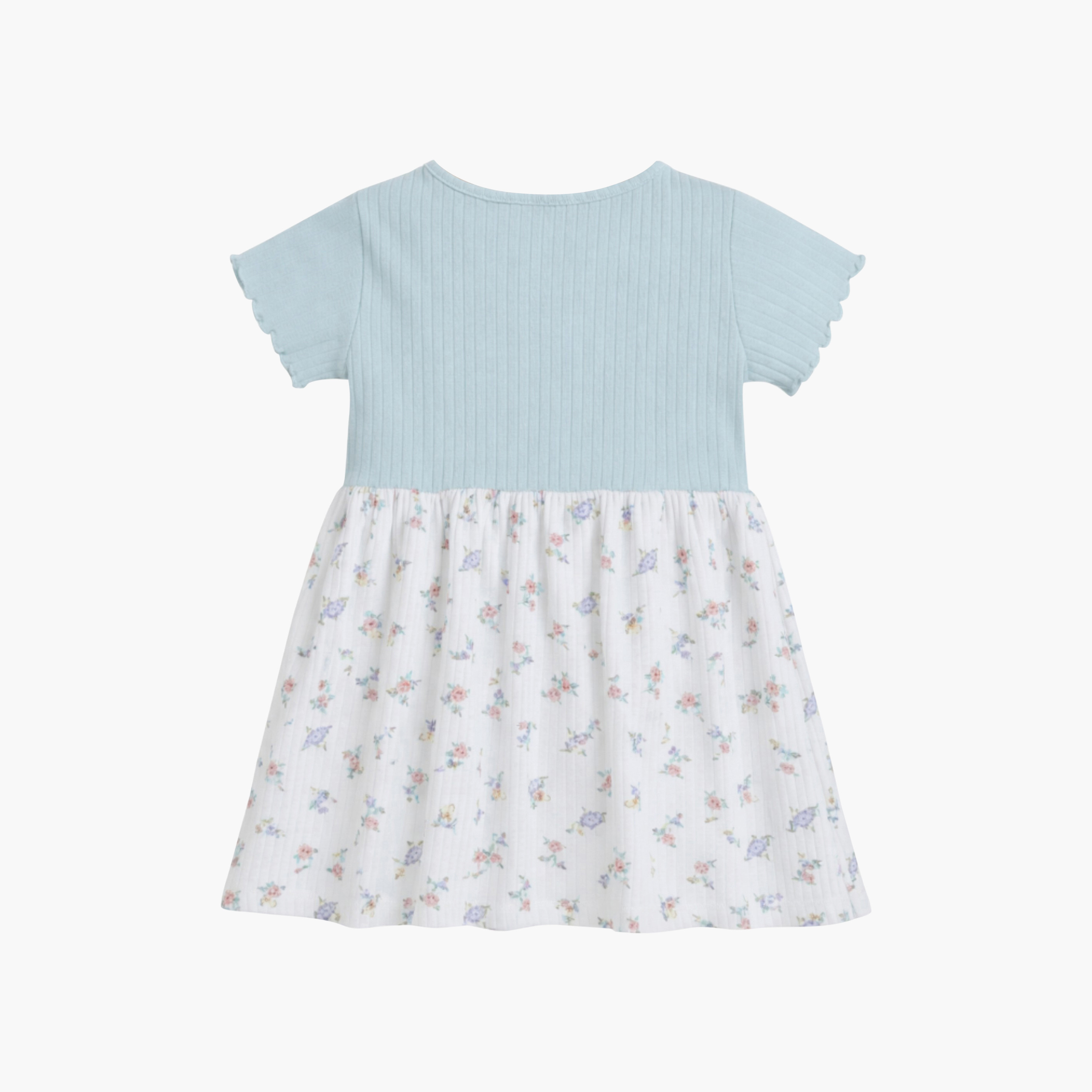 Victor and Jane Short Sleeves Drop Needle Dress with Floral Print Skirt-baby-girls-clothing-dressesandjumpsuits-image-2