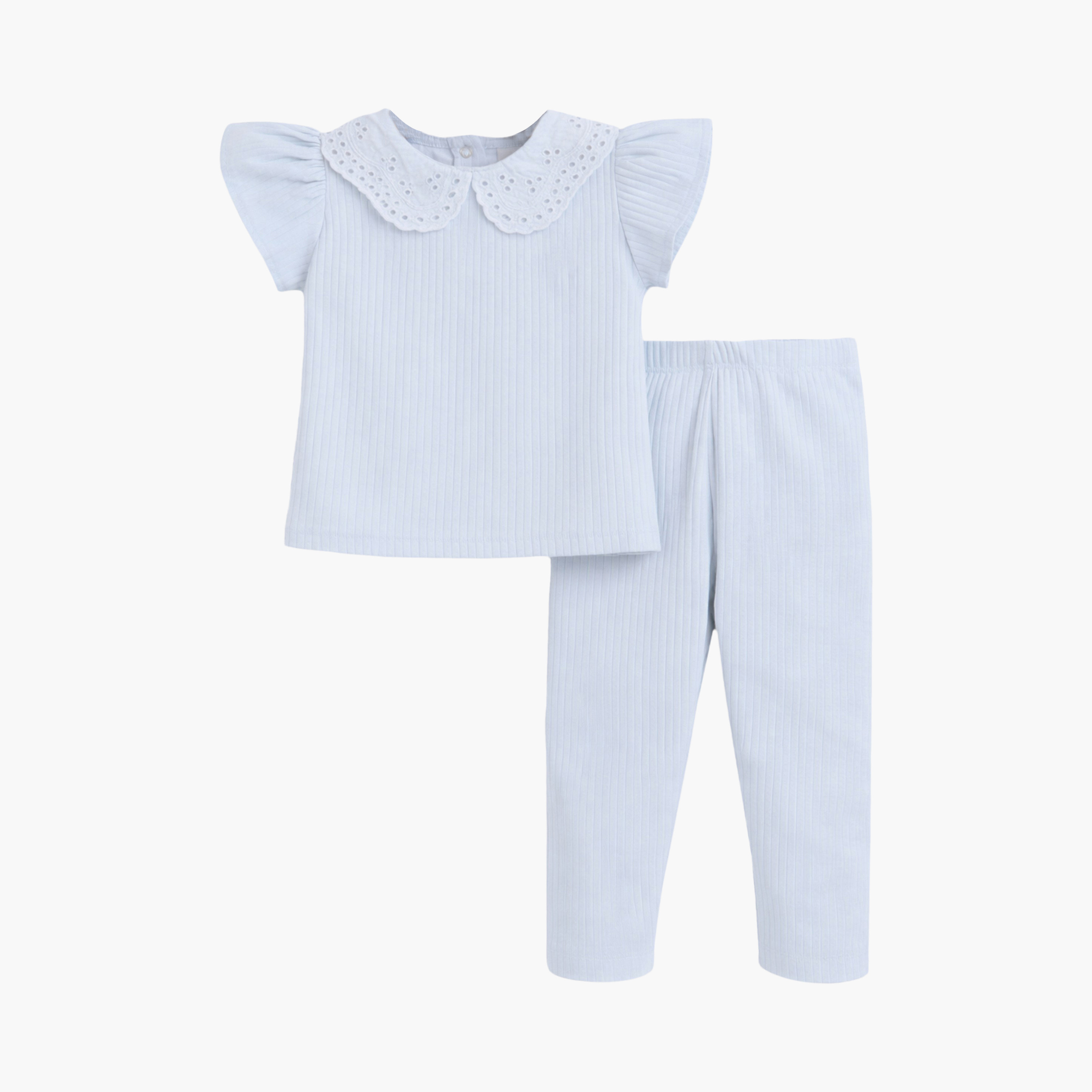 طقم 4 قطع تيشيرتات بأكمام قصيرة بطبعة فلورال وليقنز من فيكتور أند جين-baby-girls-clothing-setsandcoords-image-3