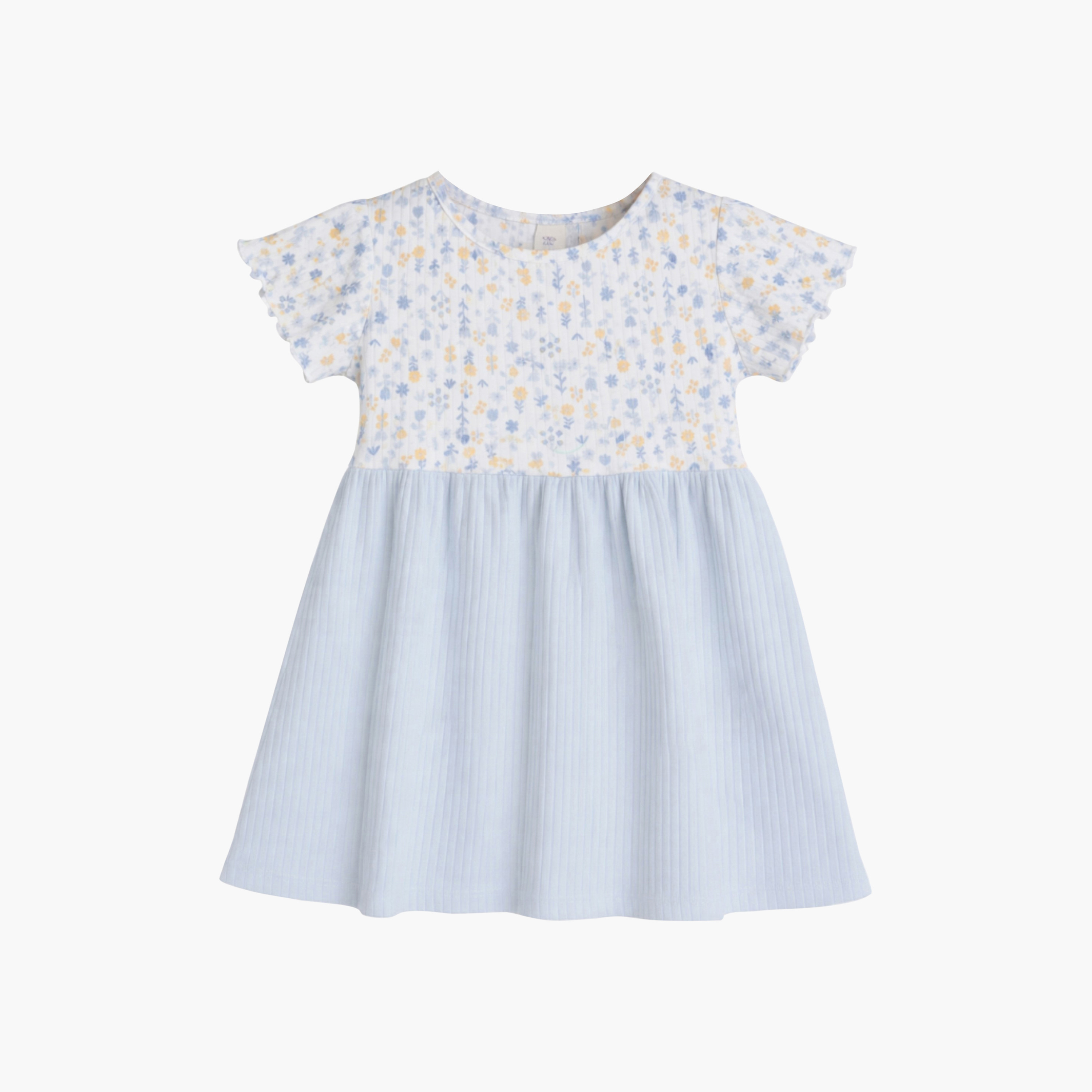 Victor and Jane Short Sleeves Drop Needle Dress with Floral Top & Stripe Skirt-baby-girls-clothing-dressesandjumpsuits-image-1