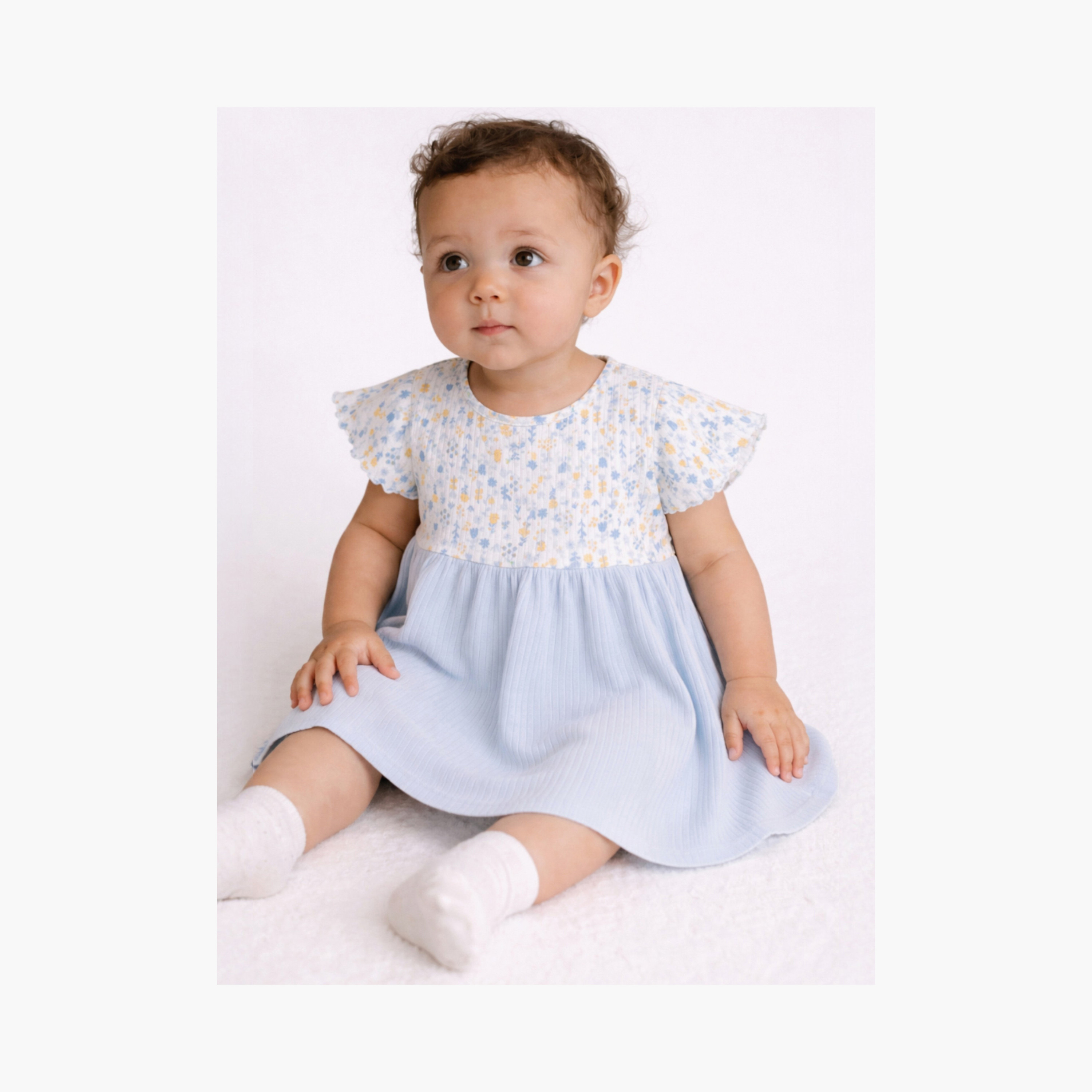 Victor and Jane Short Sleeves Drop Needle Dress with Floral Top & Stripe Skirt-baby-girls-clothing-dressesandjumpsuits-image-4