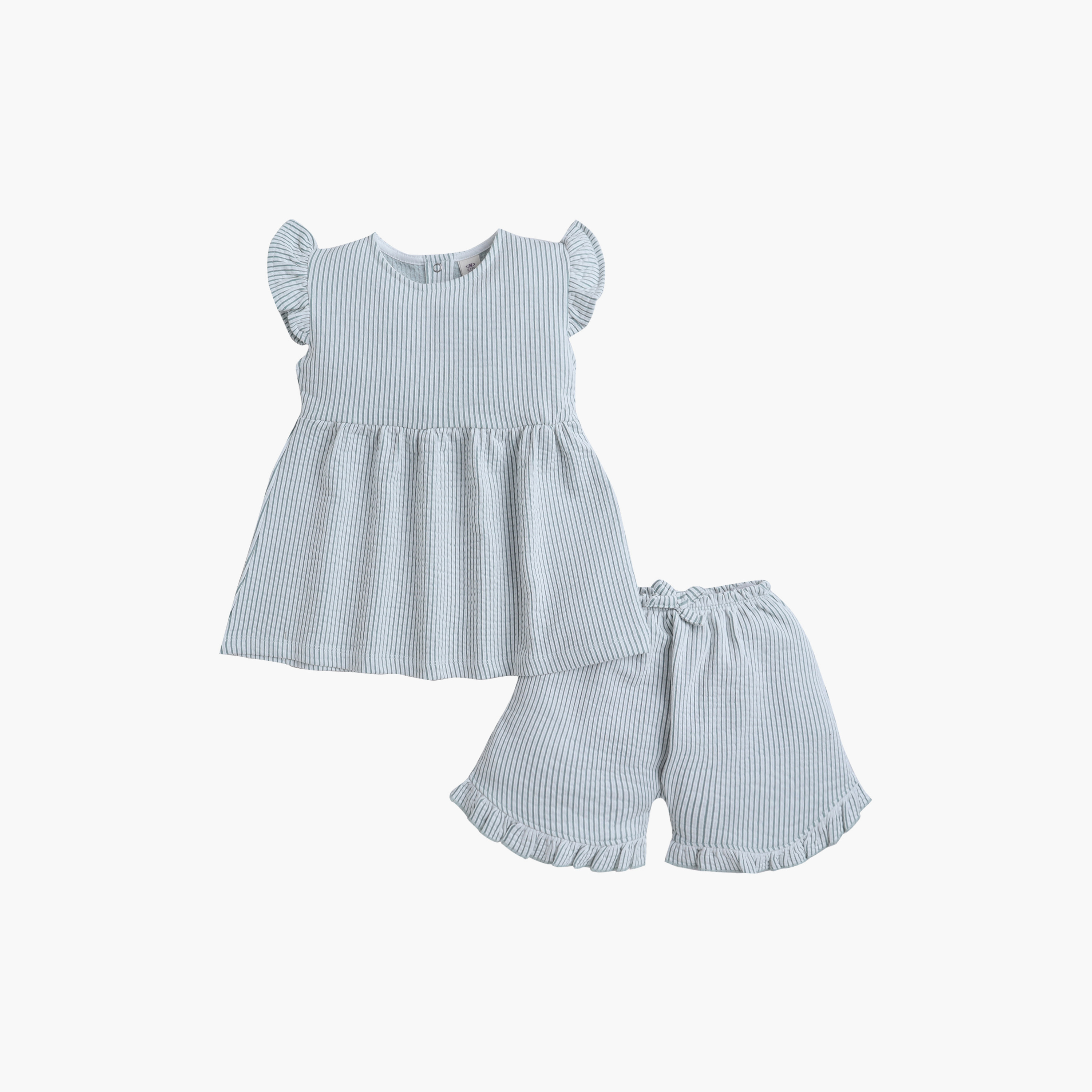 Victor and Jane Ruffle Sleeve Stripe Top & Shorts Set-baby-girls-clothing-setsandcoords-image-1