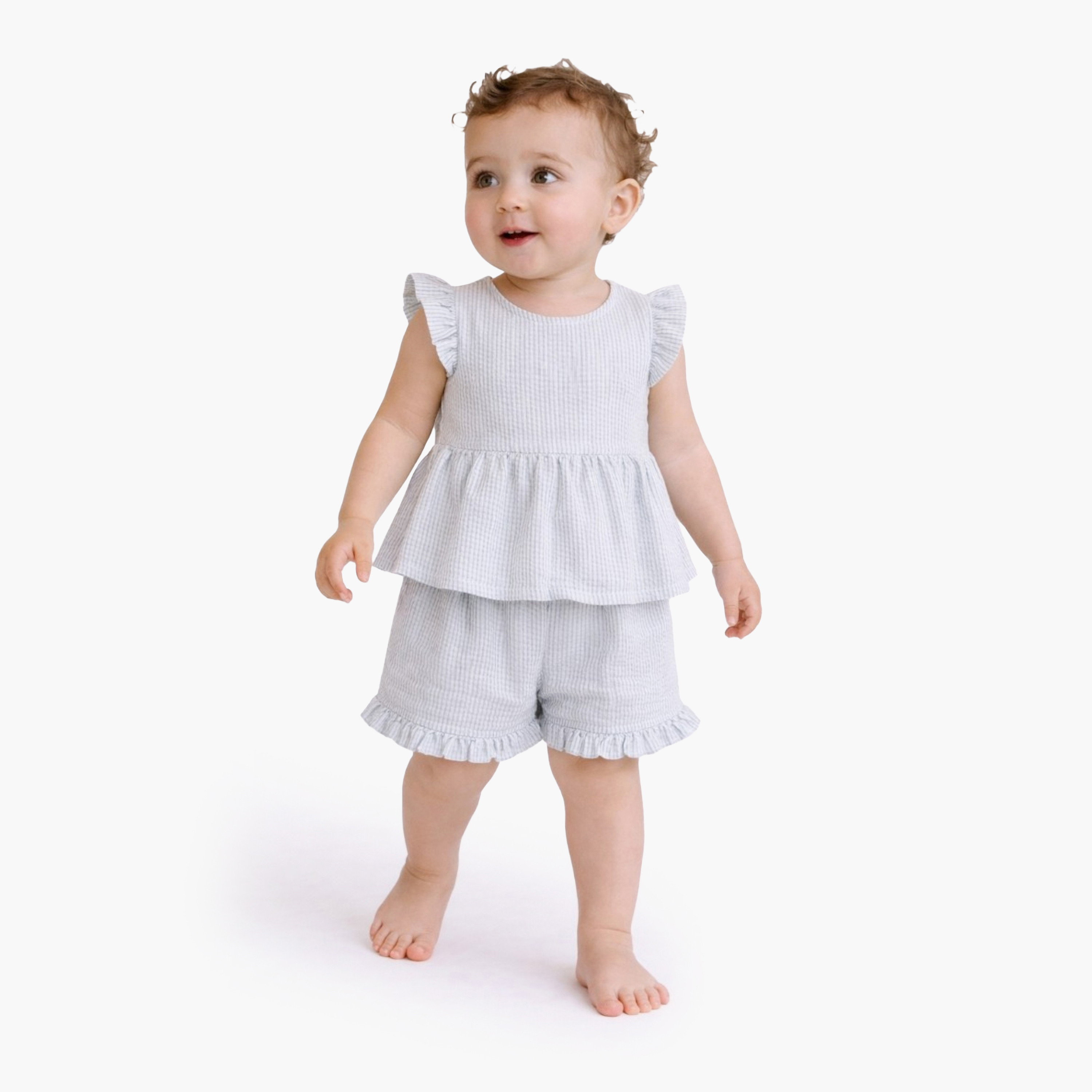 Victor and Jane Ruffle Sleeve Stripe Top & Shorts Set-baby-girls-clothing-setsandcoords-image-4