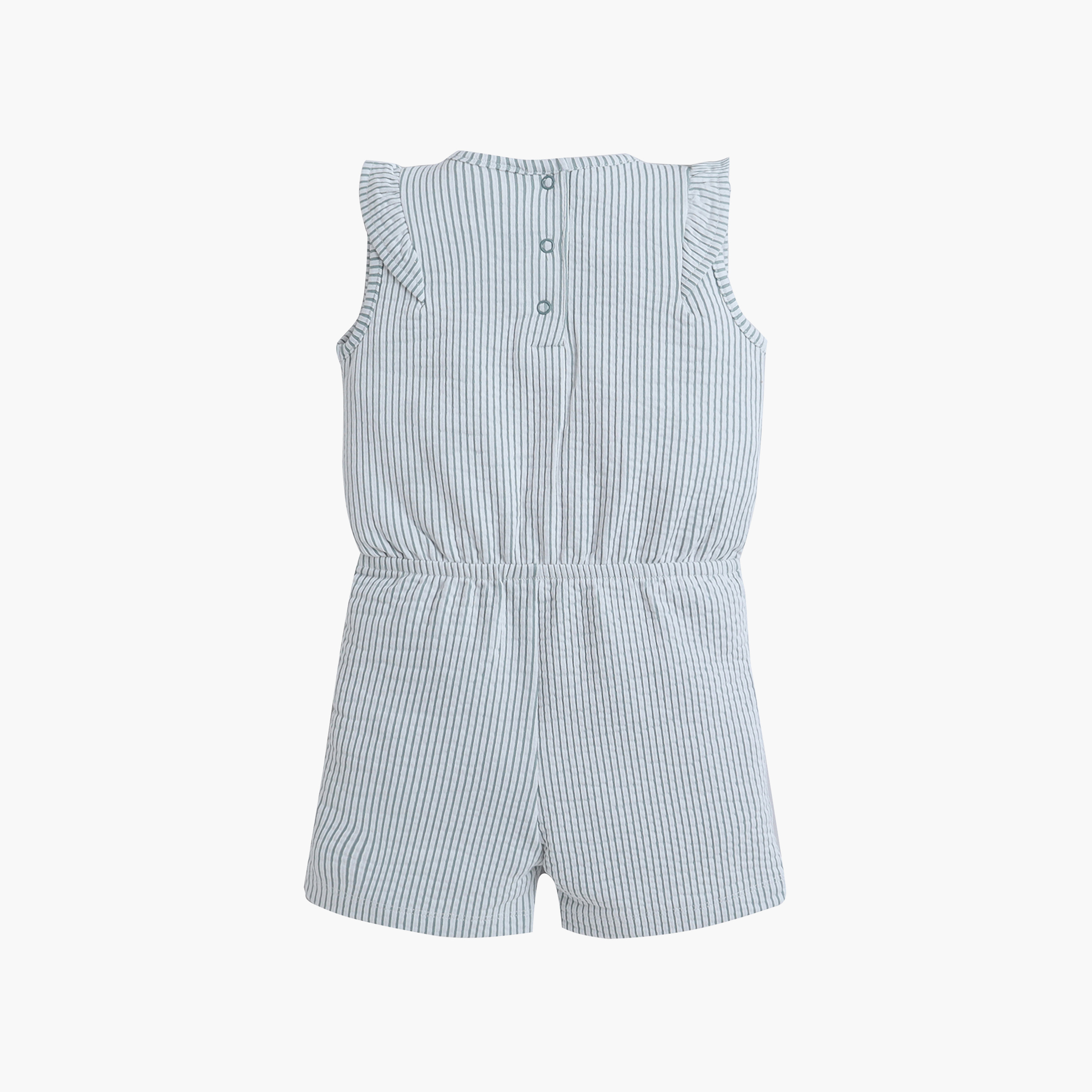 ملابس لعب (بلاي سوت) مخططة بأكمام مكشكشة مع فيونكة من فيكتور آند جين-baby-girls-clothing-dressesandjumpsuits-image-2