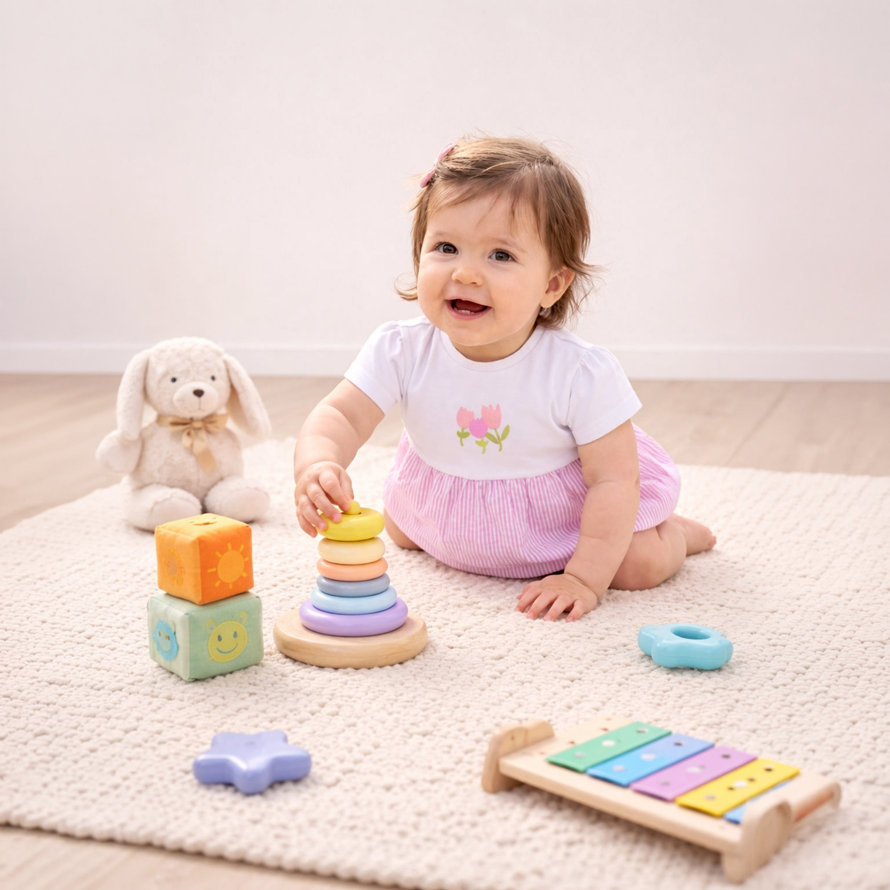 رومبر "بابل" بأكمام قصيرة وقصة صدر (يوك) من فيكتور آند جين-baby-girls-clothing-rompers-image-2