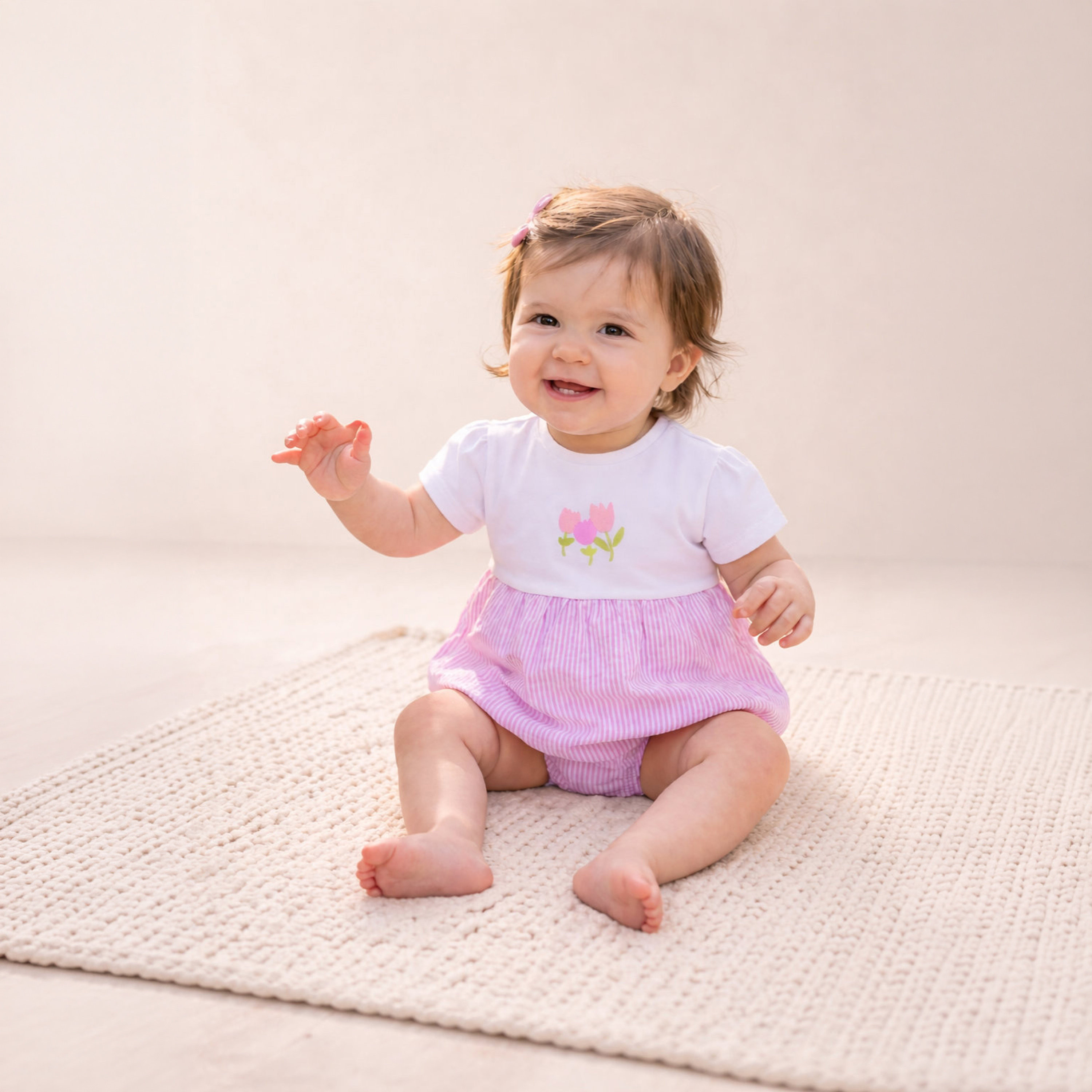 رومبر "بابل" بأكمام قصيرة وقصة صدر (يوك) من فيكتور آند جين-baby-girls-clothing-rompers-image-3