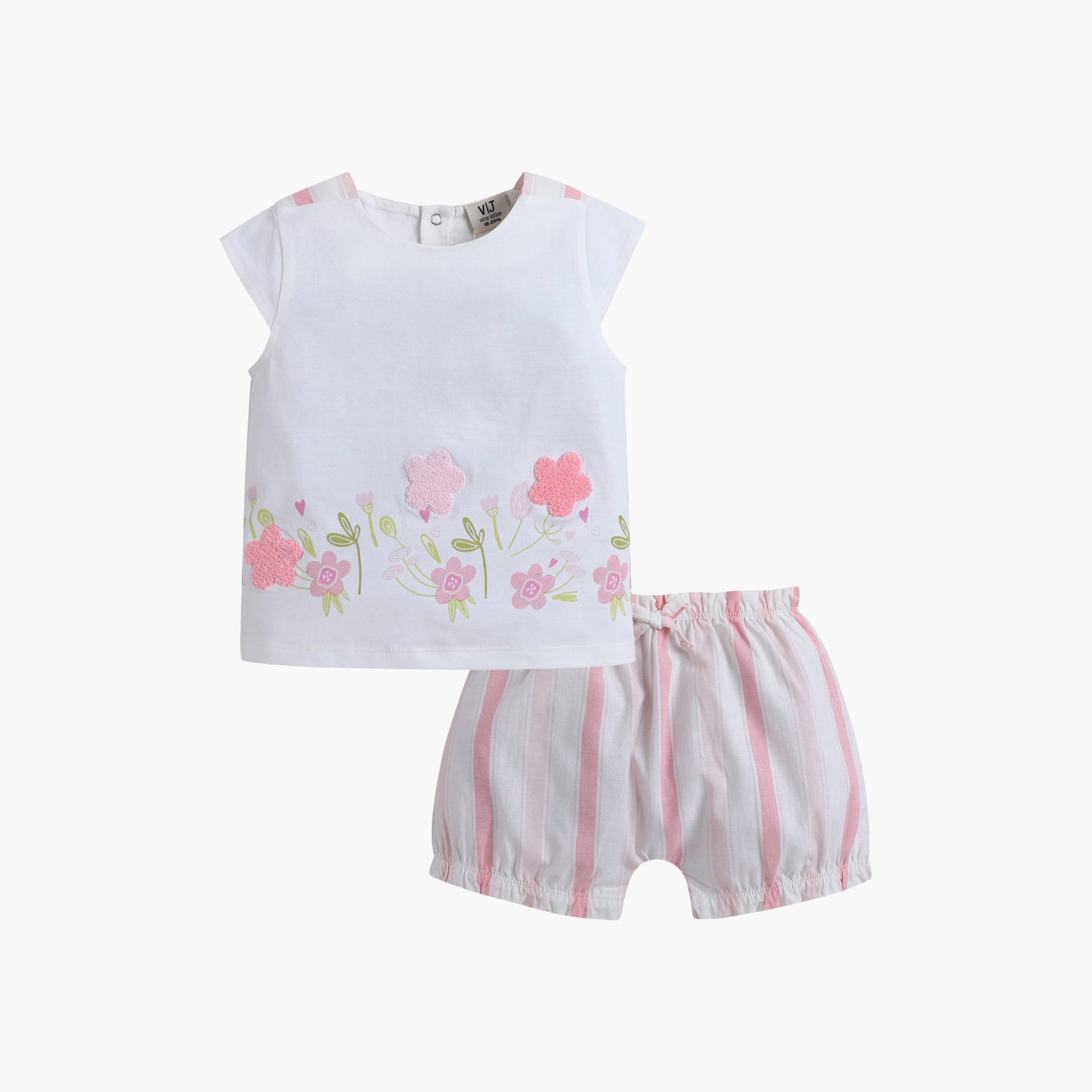 Victor and Jane Sleeveless Floral Top & Stripe Shorts Set-baby-girls-clothing-setsandcoords-image-4
