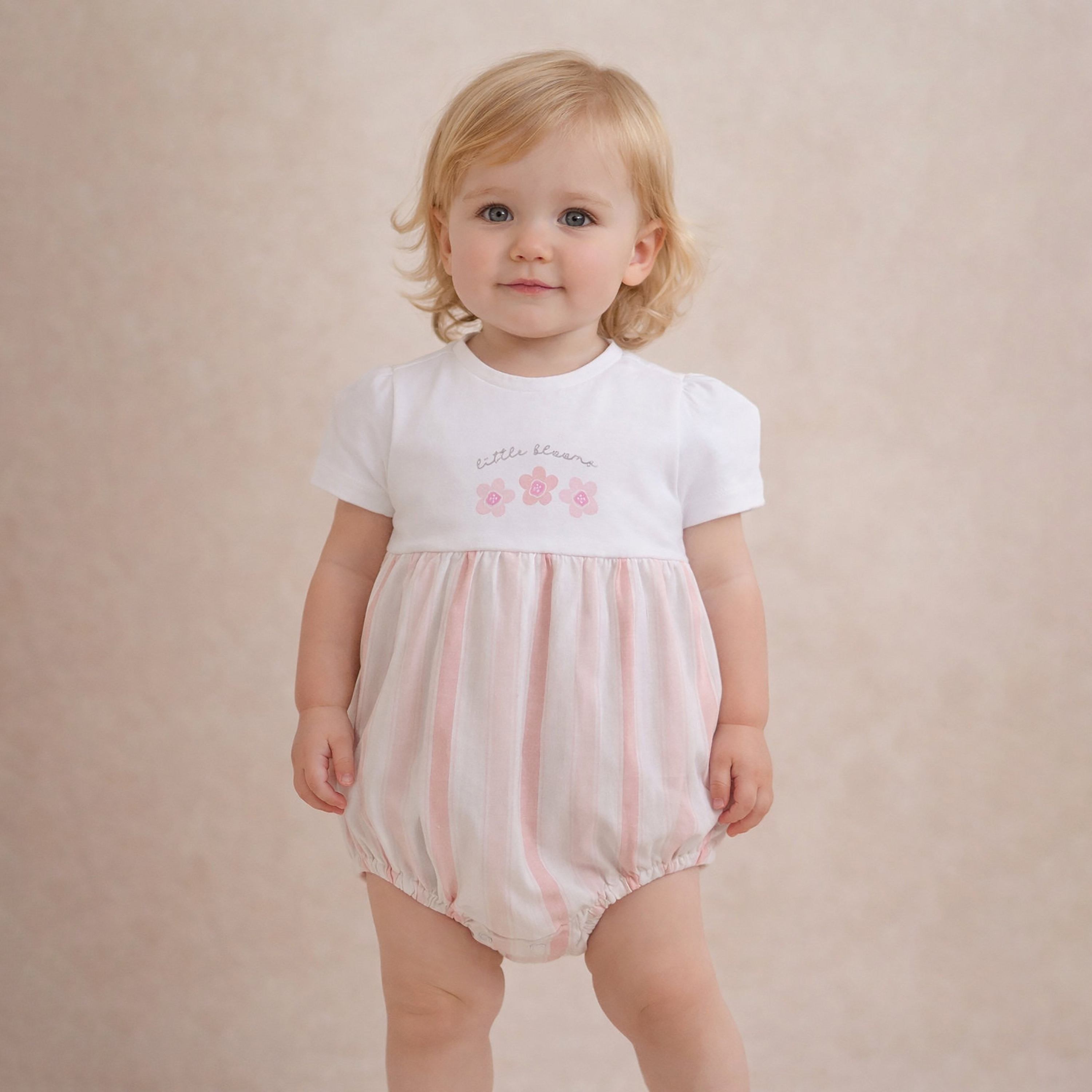 رومبر "بابل" بأكمام قصيرة وقصة صدر (يوك) من فيكتور آند جين-baby-girls-clothing-rompers-image-1