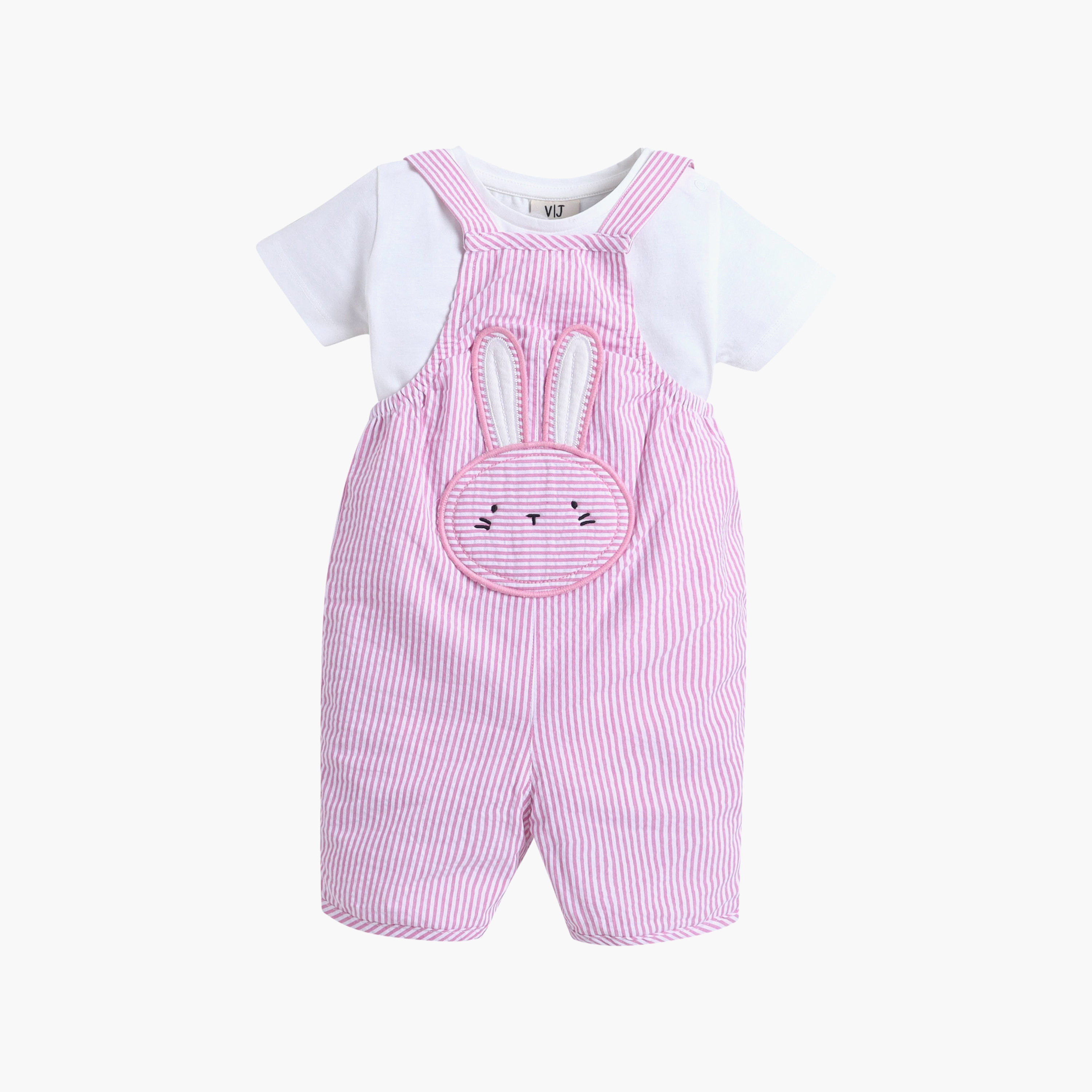 طقم سالوبيت (دنغري) مخطط وبدون أكمام مع بودي سويت من فيكتور آند جين-baby-girls-clothing-setsandcoords-image-1