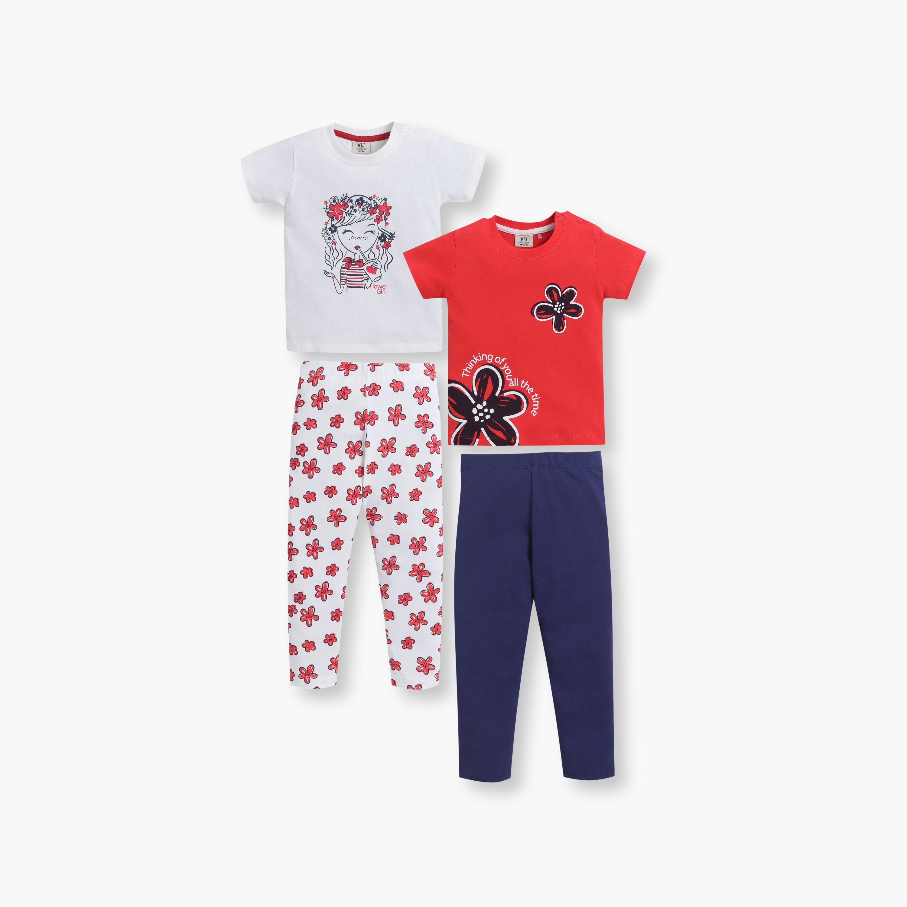 Victor and Jane 4-Piece Printed T-Shirt & Leggings Set-baby-girls-clothing-setsandcoords-image-1
