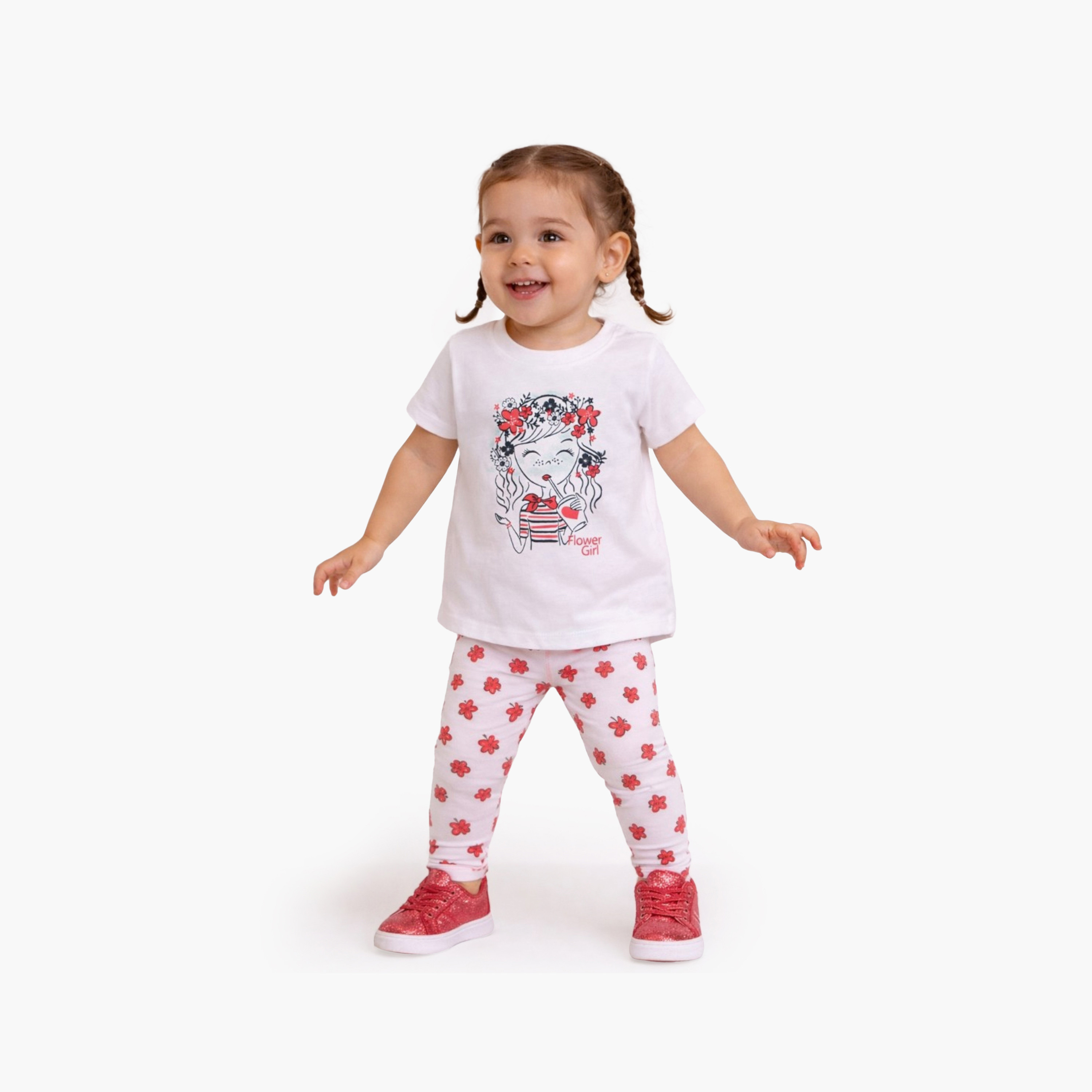 Victor and Jane 4-Piece Printed T-Shirt & Leggings Set-baby-girls-clothing-setsandcoords-image-2