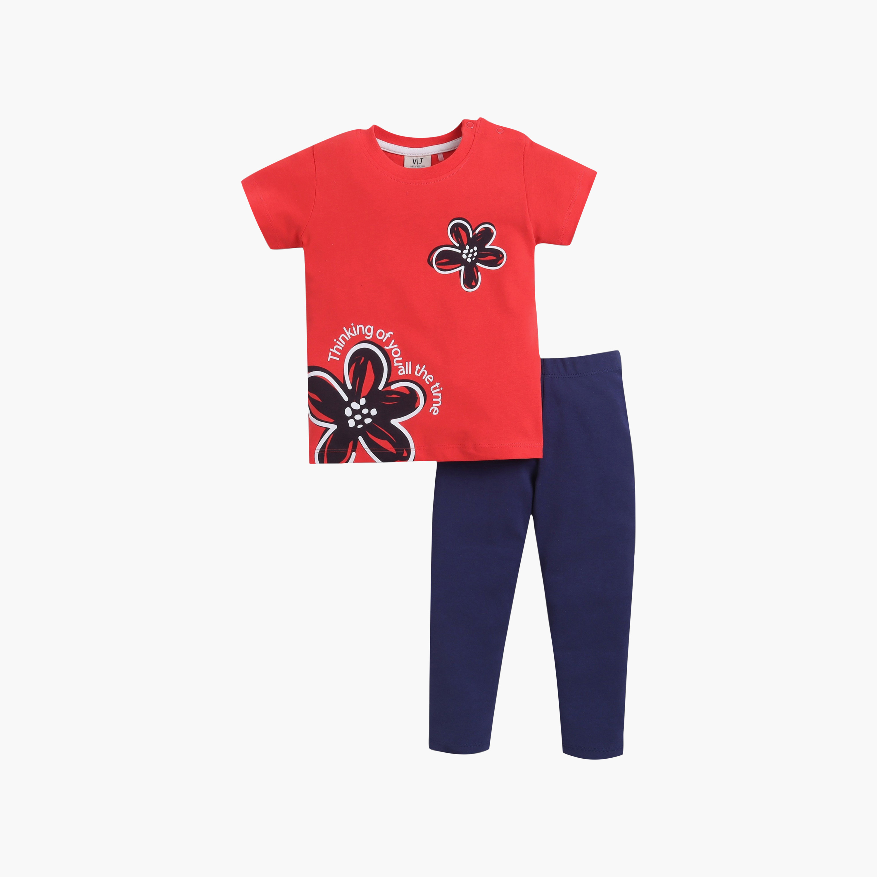 Victor and Jane 4-Piece Printed T-Shirt & Leggings Set-baby-girls-clothing-setsandcoords-image-6