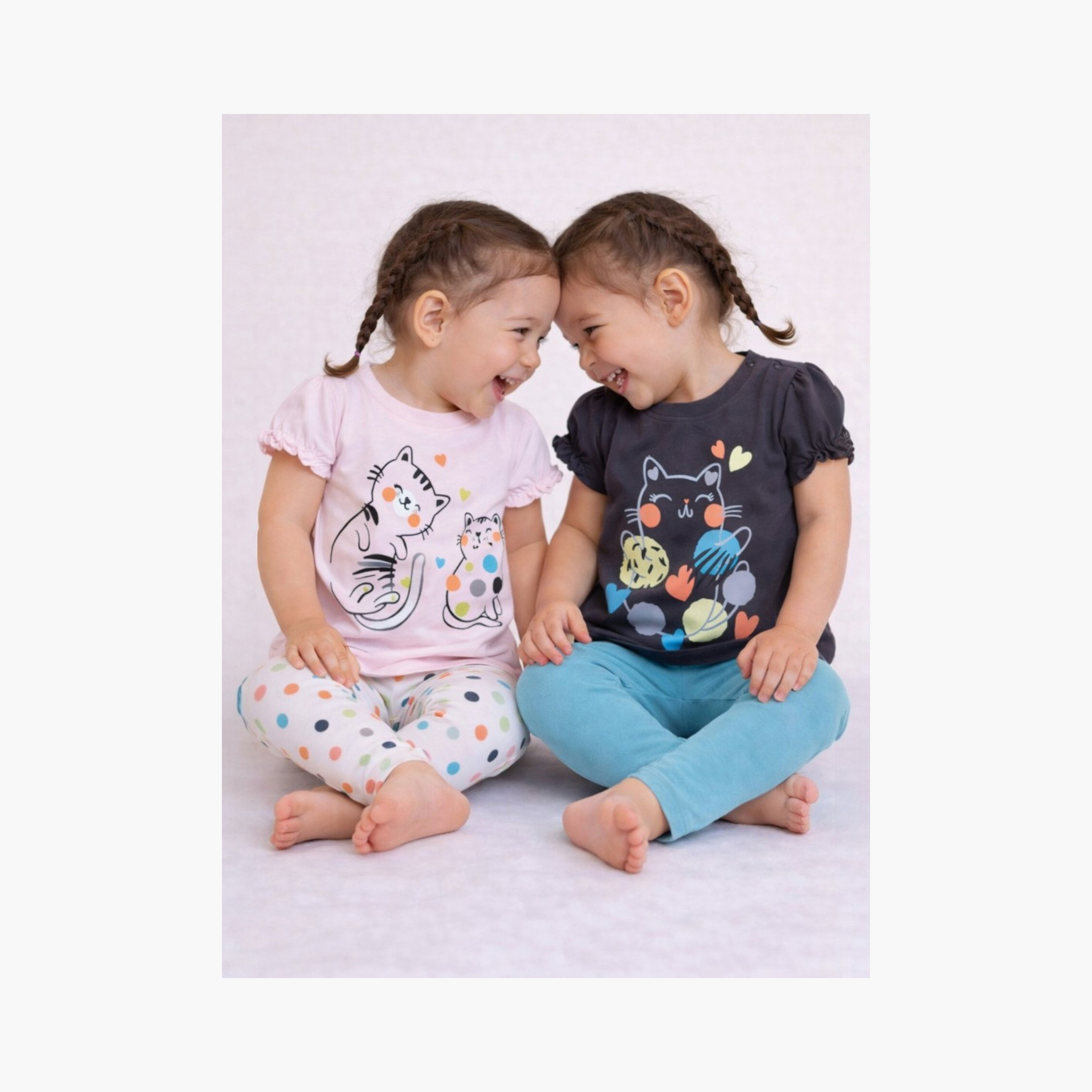 طقم مكون من تيشيرت مطبوع وليجنز 4 قطع من فيكتور آند جين-baby-girls-clothing-setsandcoords-image-3