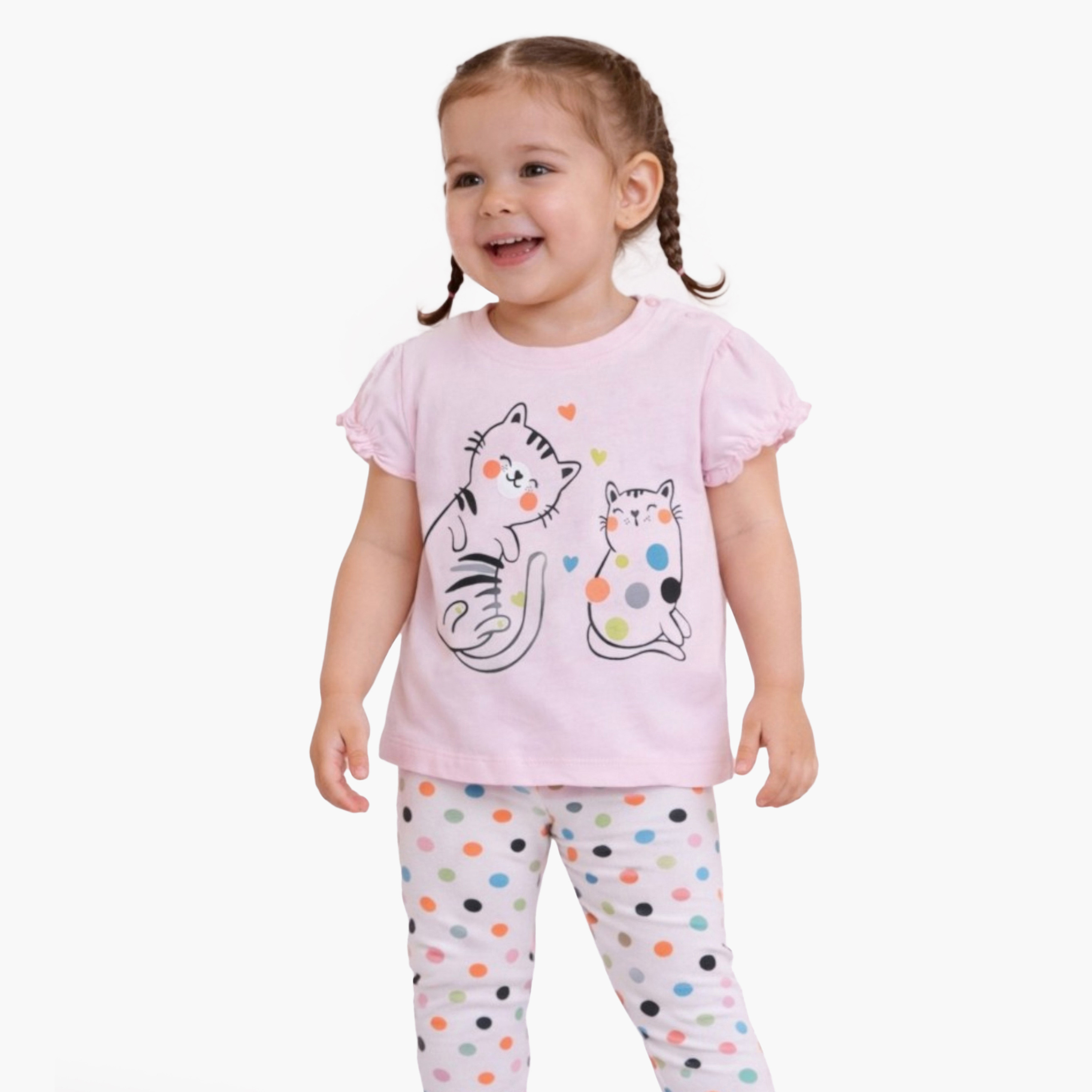 طقم مكون من تيشيرت مطبوع وليجنز 4 قطع من فيكتور آند جين-baby-girls-clothing-setsandcoords-image-4