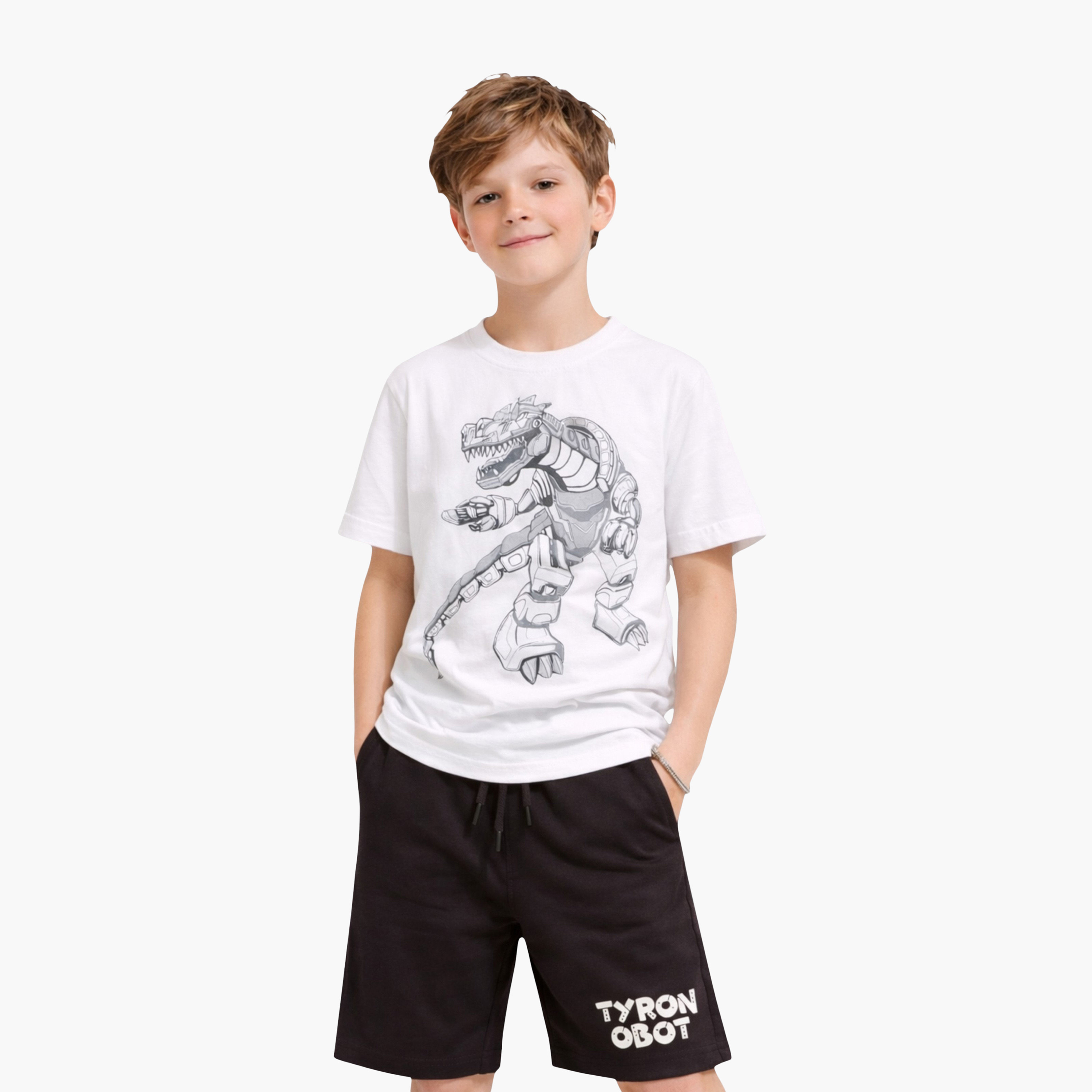 Victor and Jane Dinosaur Graphic T-Shirt & Black Shorts Set-boys-clothing-setsandcoords-image-3