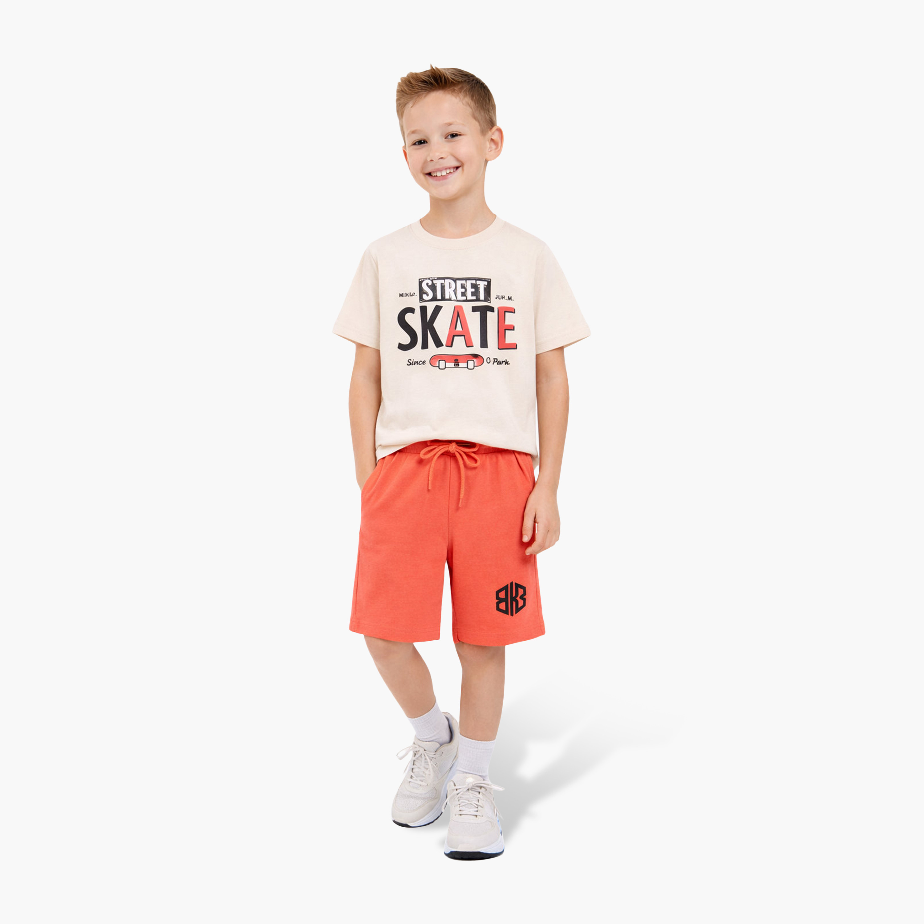Victor and Jane Half Sleeves Street Skate Printed T-Shirt & Shorts Set-boys-clothing-setsandcoords-image-1
