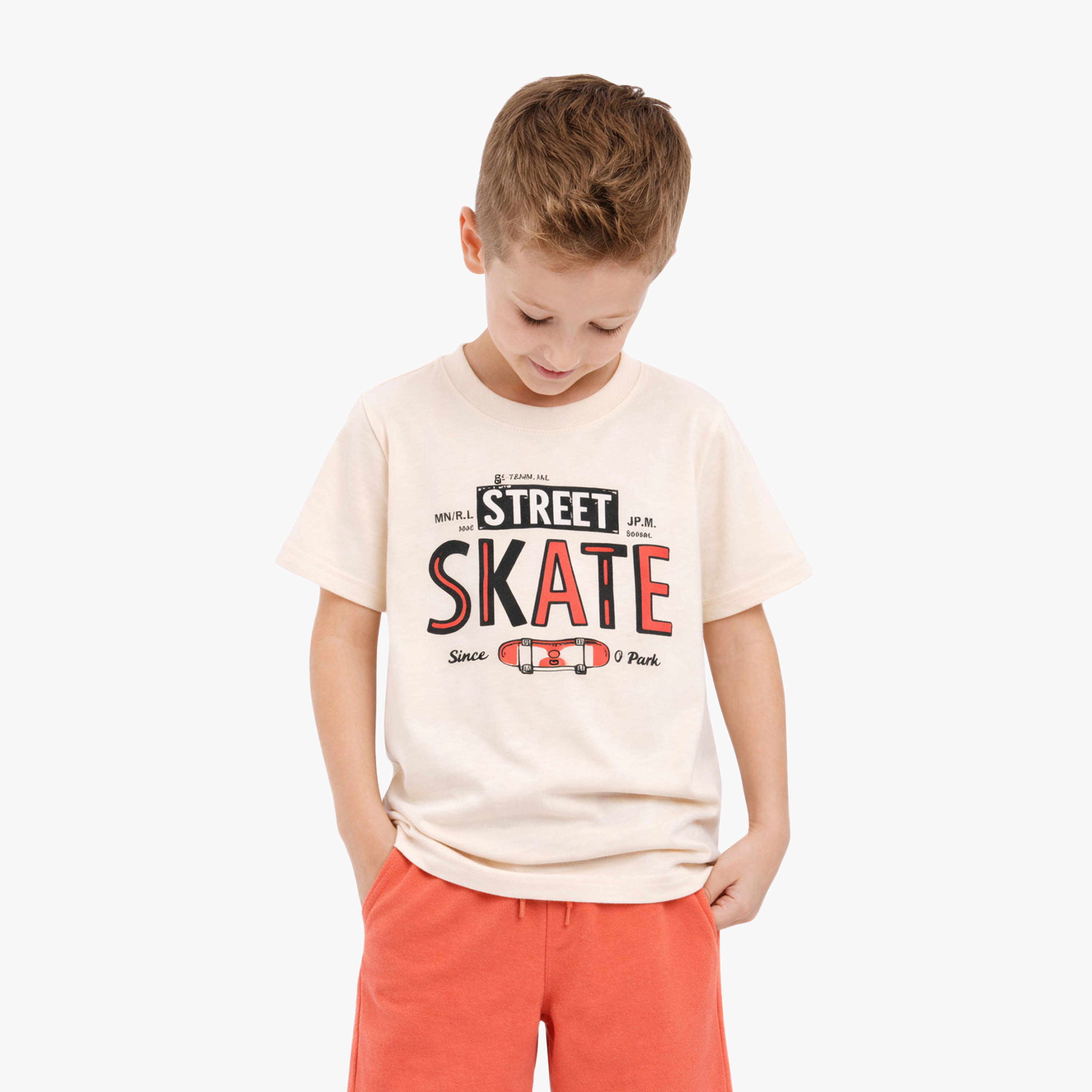 Victor and Jane Half Sleeves Street Skate Printed T-Shirt & Shorts Set-boys-clothing-setsandcoords-image-2