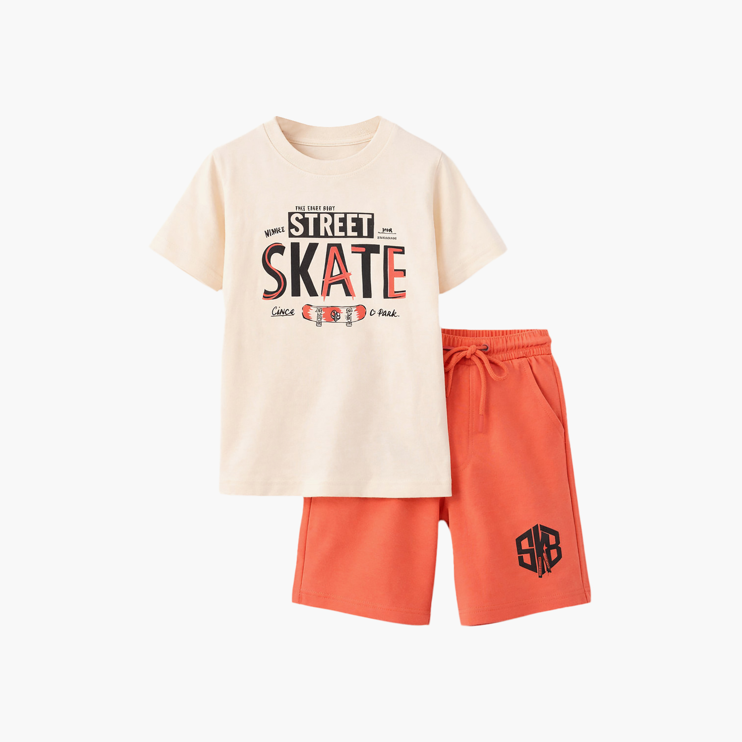 Victor and Jane Half Sleeves Street Skate Printed T-Shirt & Shorts Set-boys-clothing-setsandcoords-image-5