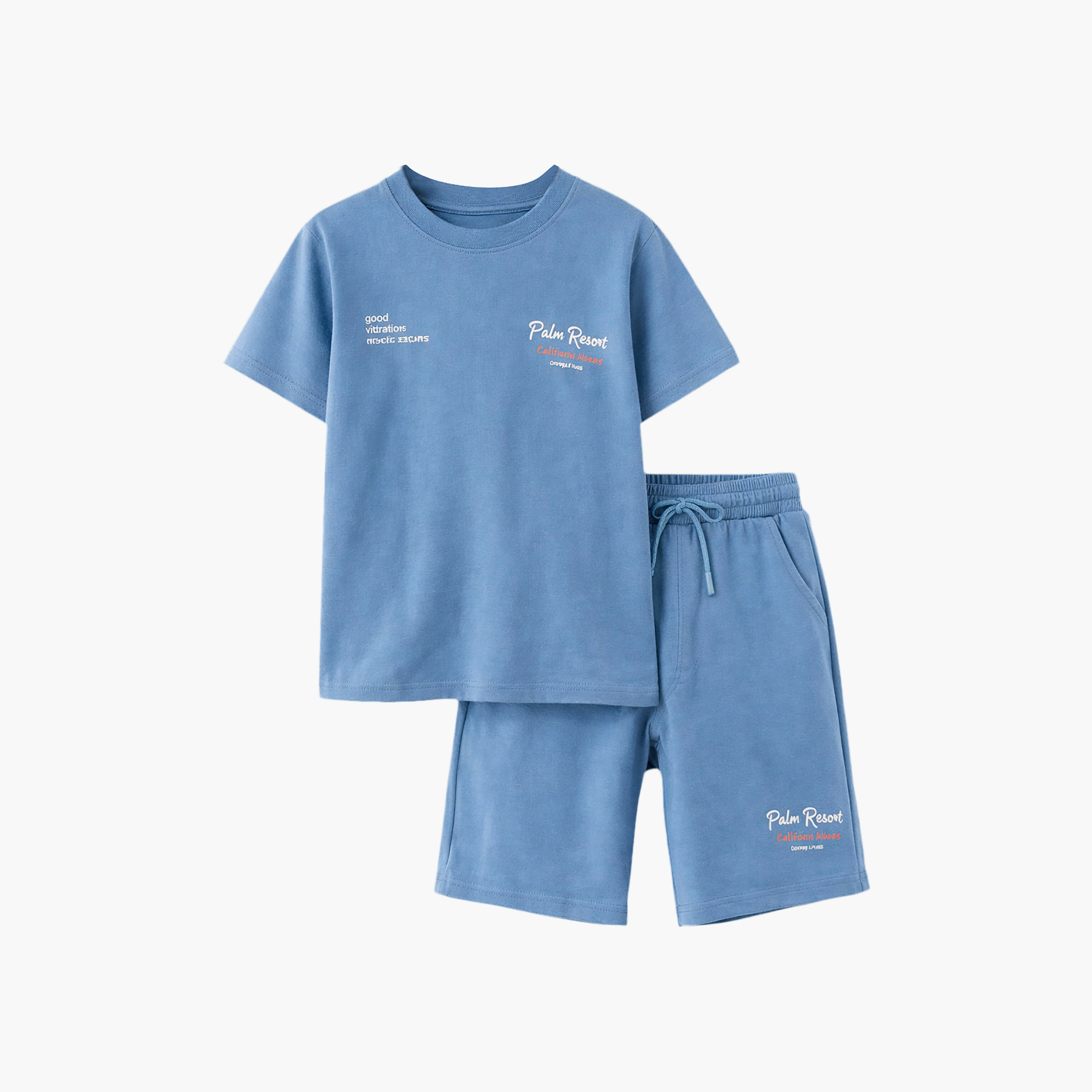 Victor and Jane Half Sleeves Palm Runner Printed T-Shirt & Shorts Set-boys-clothing-setsandcoords-image-5