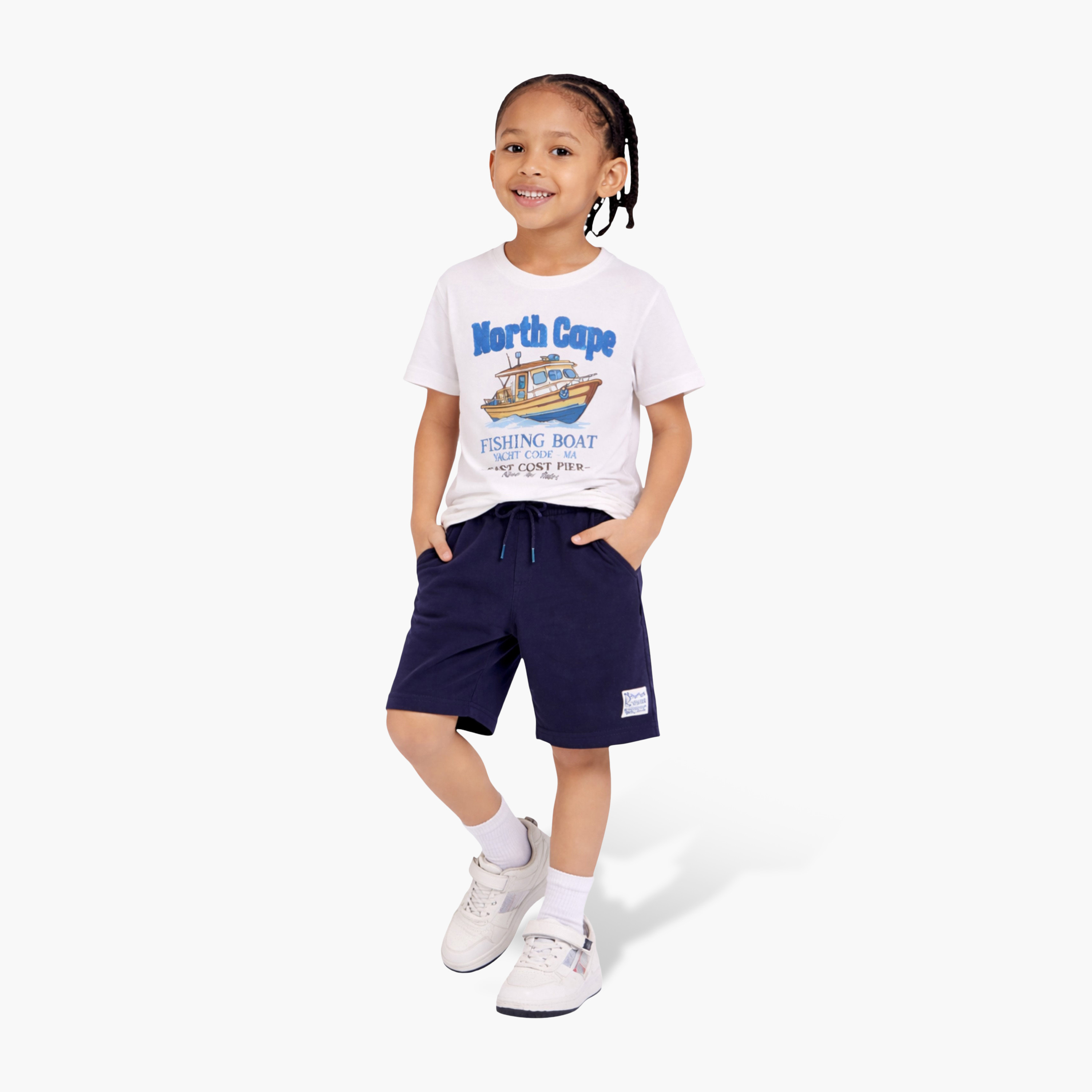 Victor and Jane Half Sleeves Boat Printed T-Shirt & Shorts Set-boys-clothing-setsandcoords-image-1