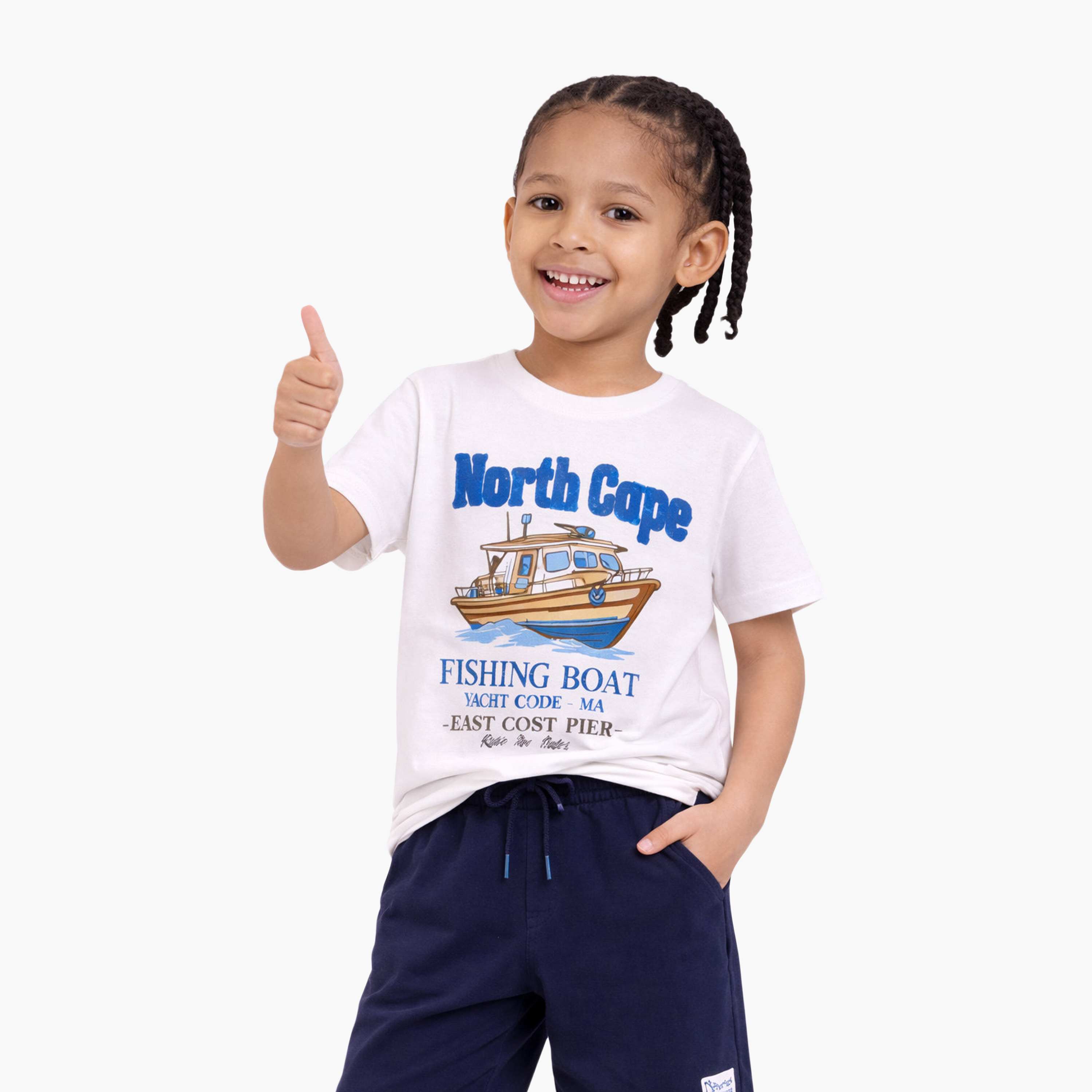 Victor and Jane Half Sleeves Boat Printed T-Shirt & Shorts Set-boys-clothing-setsandcoords-image-2