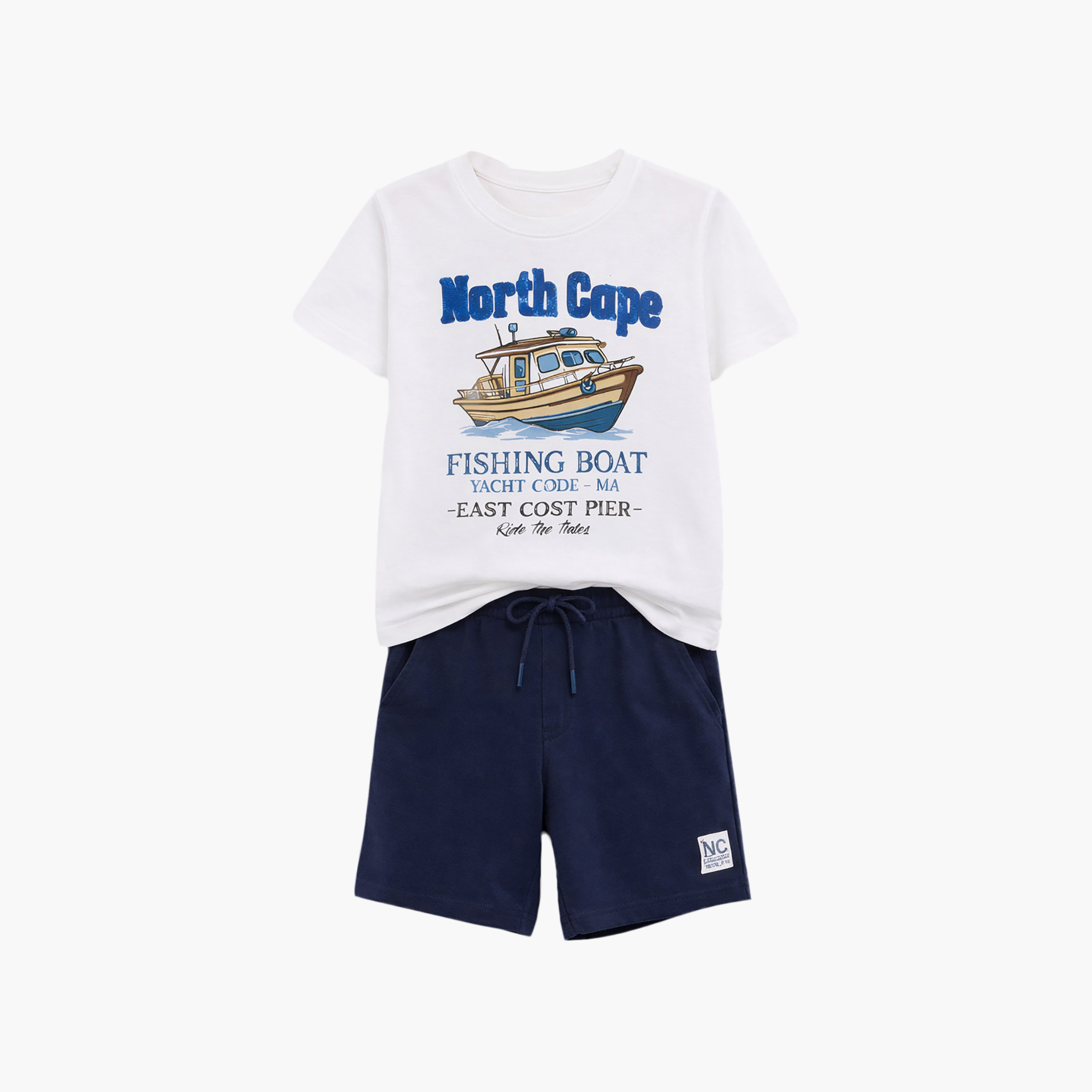 Victor and Jane Half Sleeves Boat Printed T-Shirt & Shorts Set-boys-clothing-setsandcoords-image-5