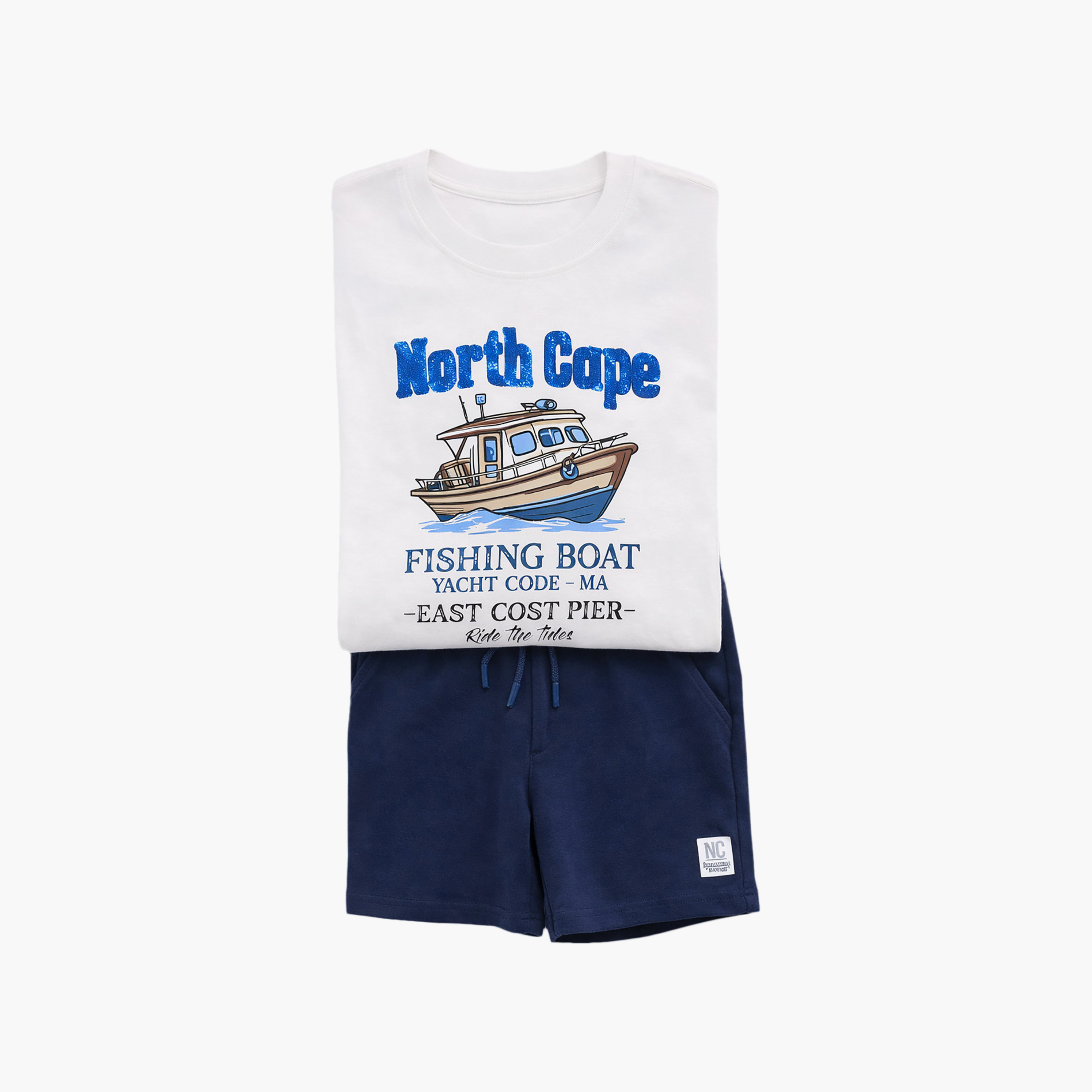 Victor and Jane Half Sleeves Boat Printed T-Shirt & Shorts Set-boys-clothing-setsandcoords-image-6