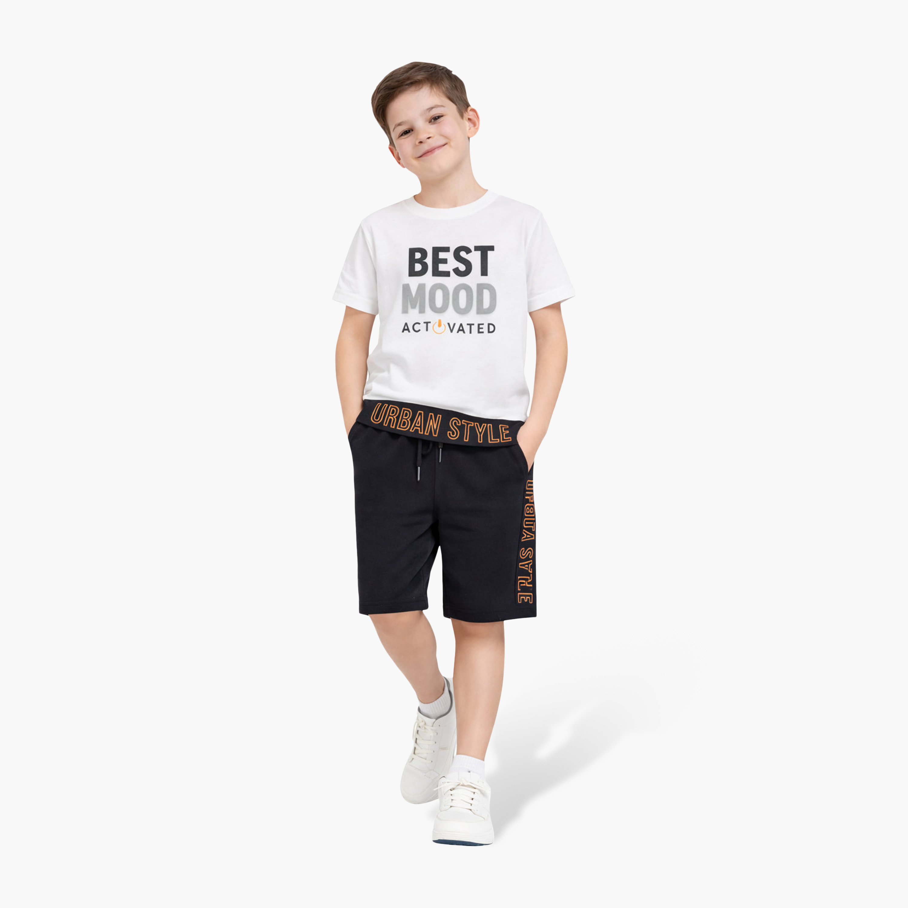 طقم تيشيرت بأكمام نصفية بطبعة بيست مود أكتيفيتد وشورت من فيكتور أند جين-boys-clothing-setsandcoords-image-1