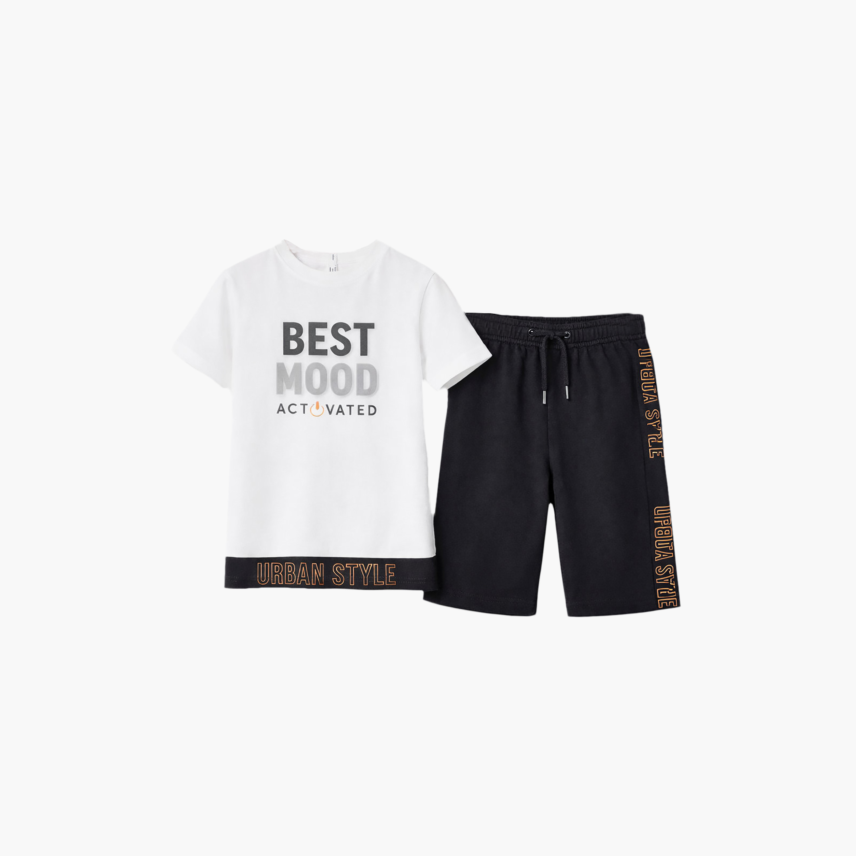طقم تيشيرت بأكمام نصفية بطبعة بيست مود أكتيفيتد وشورت من فيكتور أند جين-boys-clothing-setsandcoords-image-2
