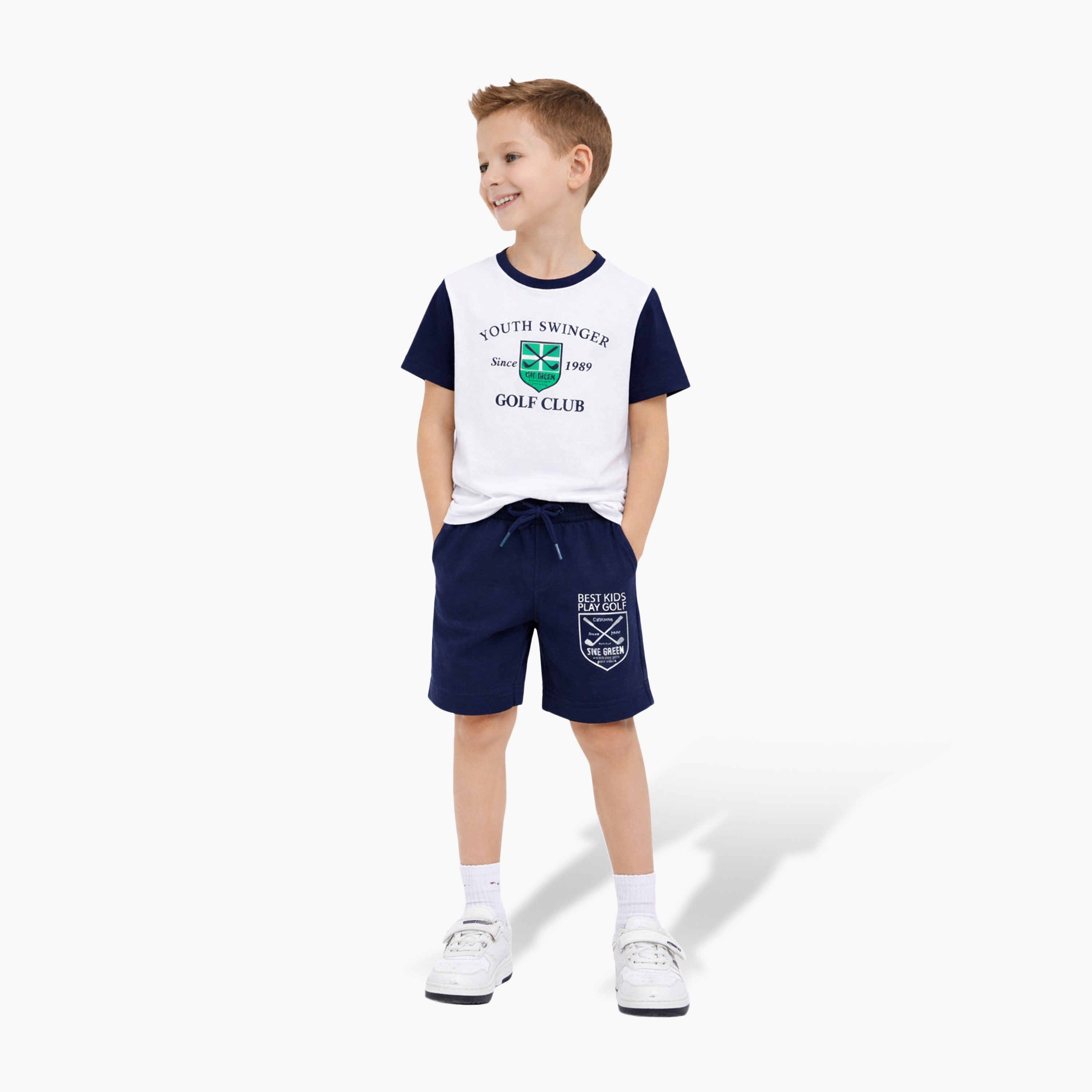 Victor and Jane Half Sleeves Golf Club Printed T-Shirt & Shorts Set-boys-clothing-setsandcoords-image-1