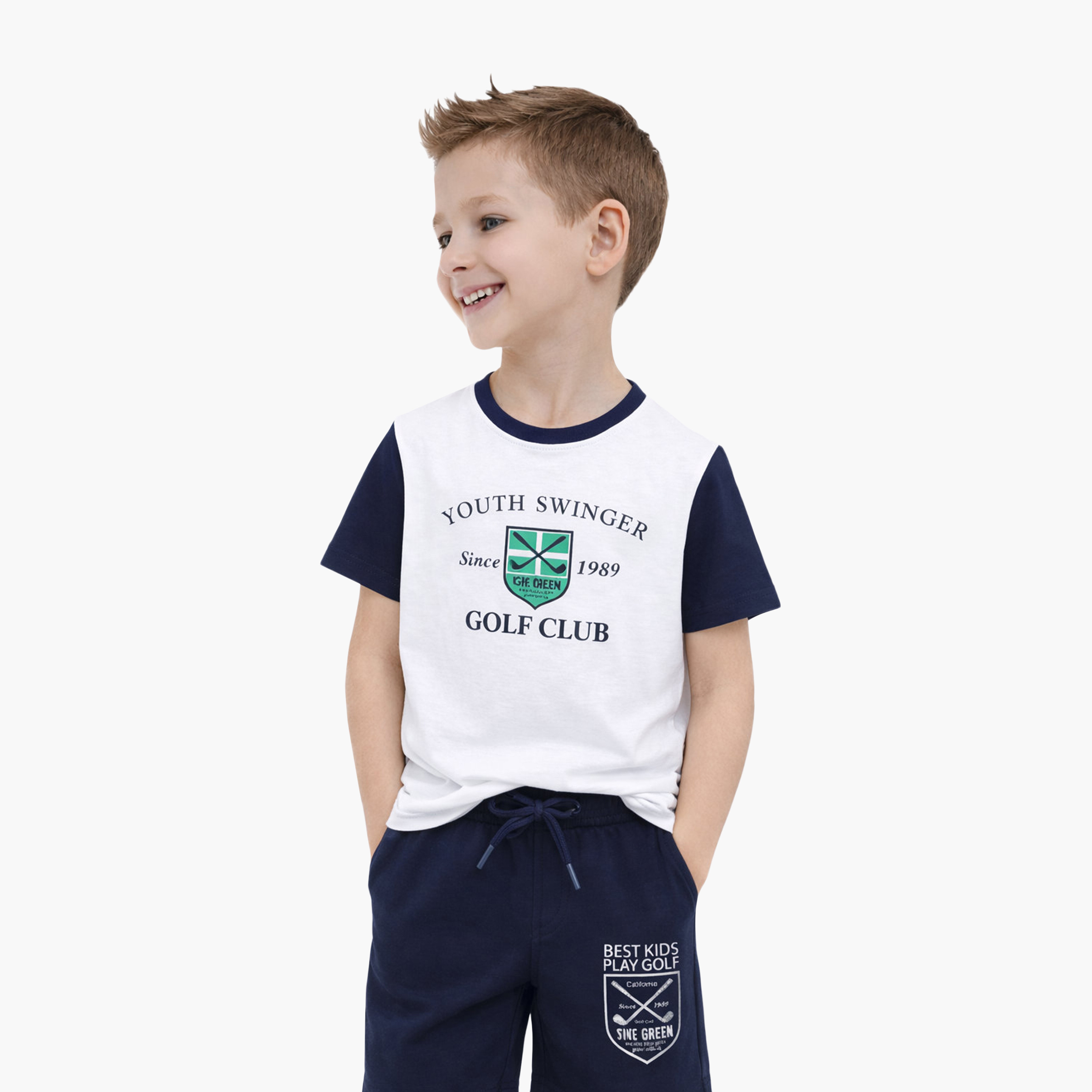 Victor and Jane Half Sleeves Golf Club Printed T-Shirt & Shorts Set-boys-clothing-setsandcoords-image-2
