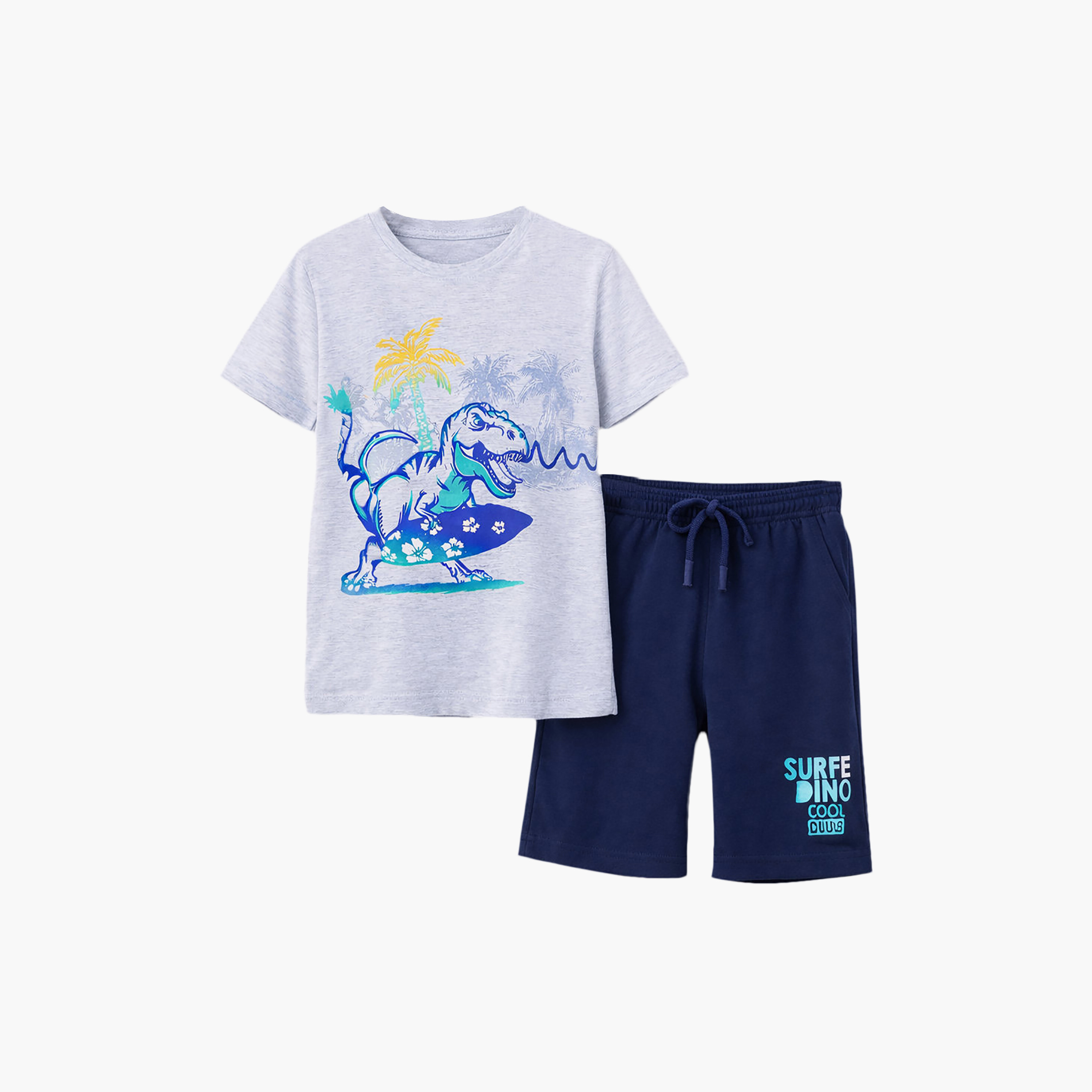 طقم تيشيرت بأكمام نصفية بطبعة دينو سيرفر وشورت من فيكتور أند جين-boys-clothing-setsandcoords-image-5