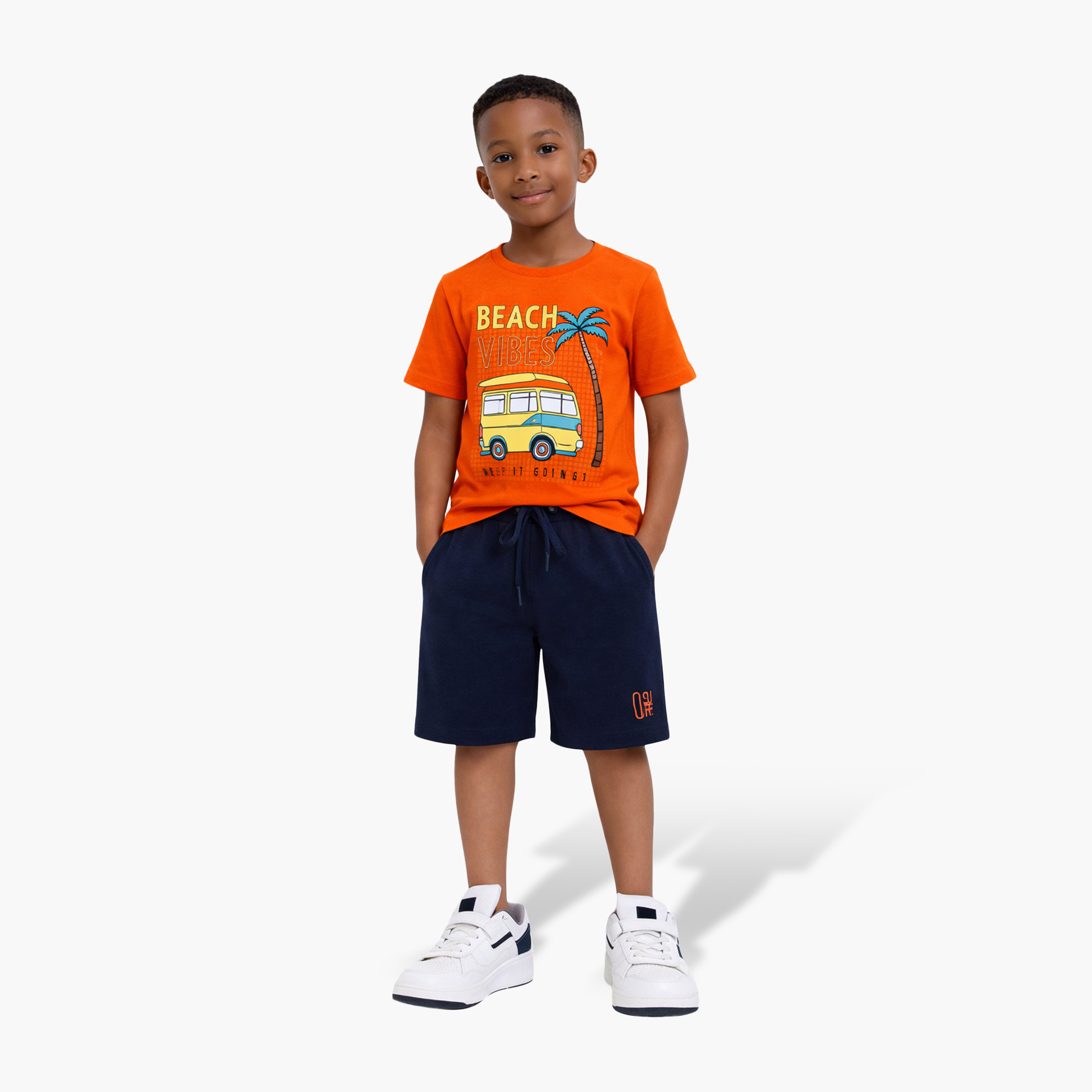 Victor and Jane Half Sleeves Beach Trip Printed T-Shirt & Shorts Set-boys-clothing-setsandcoords-image-1