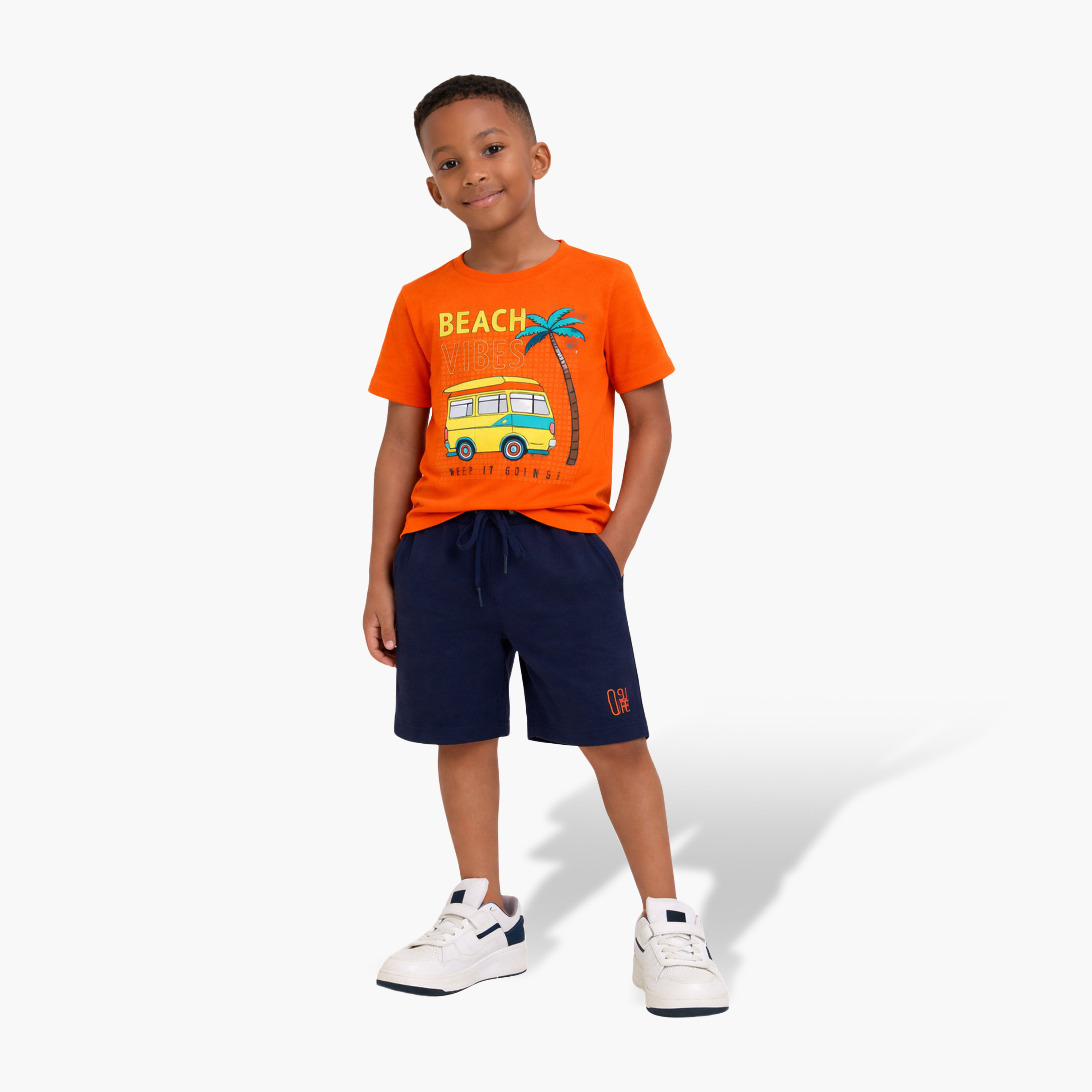 Victor and Jane Half Sleeves Beach Trip Printed T-Shirt & Shorts Set-boys-clothing-setsandcoords-image-2
