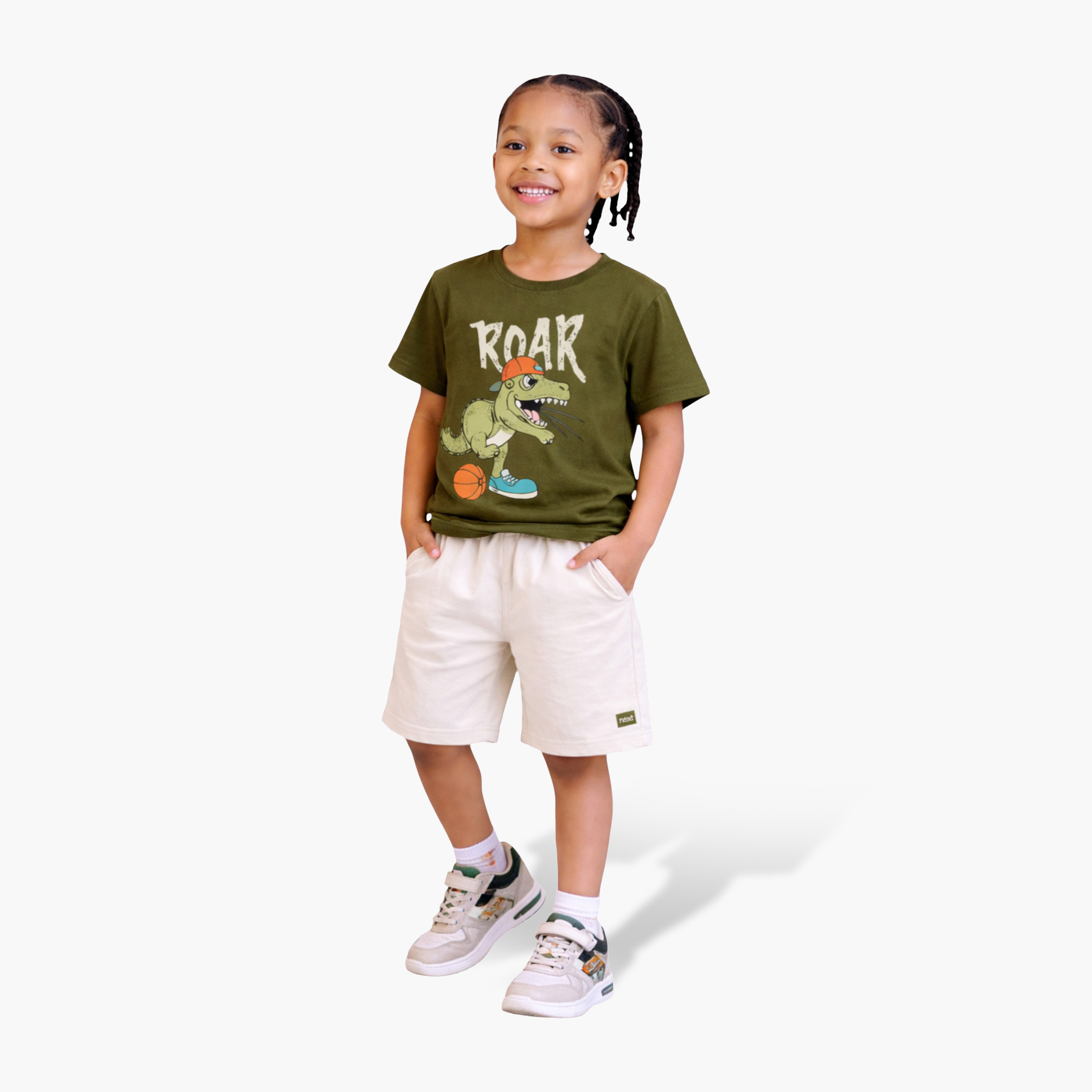 Victor and Jane Half Sleeves Roar Dino Printed T-Shirt & Shorts Set-boys-clothing-setsandcoords-image-1