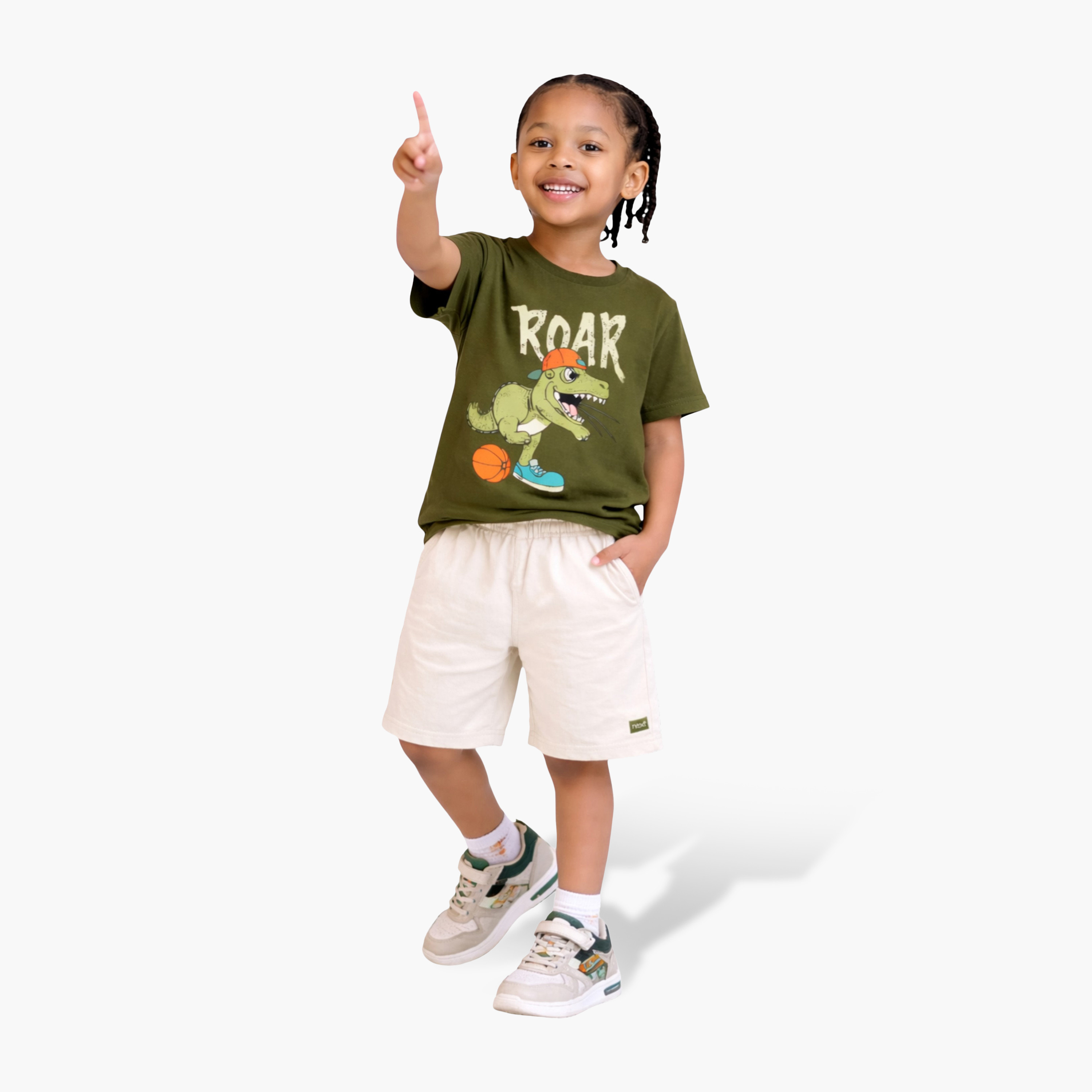 Victor and Jane Half Sleeves Roar Dino Printed T-Shirt & Shorts Set-boys-clothing-setsandcoords-image-2