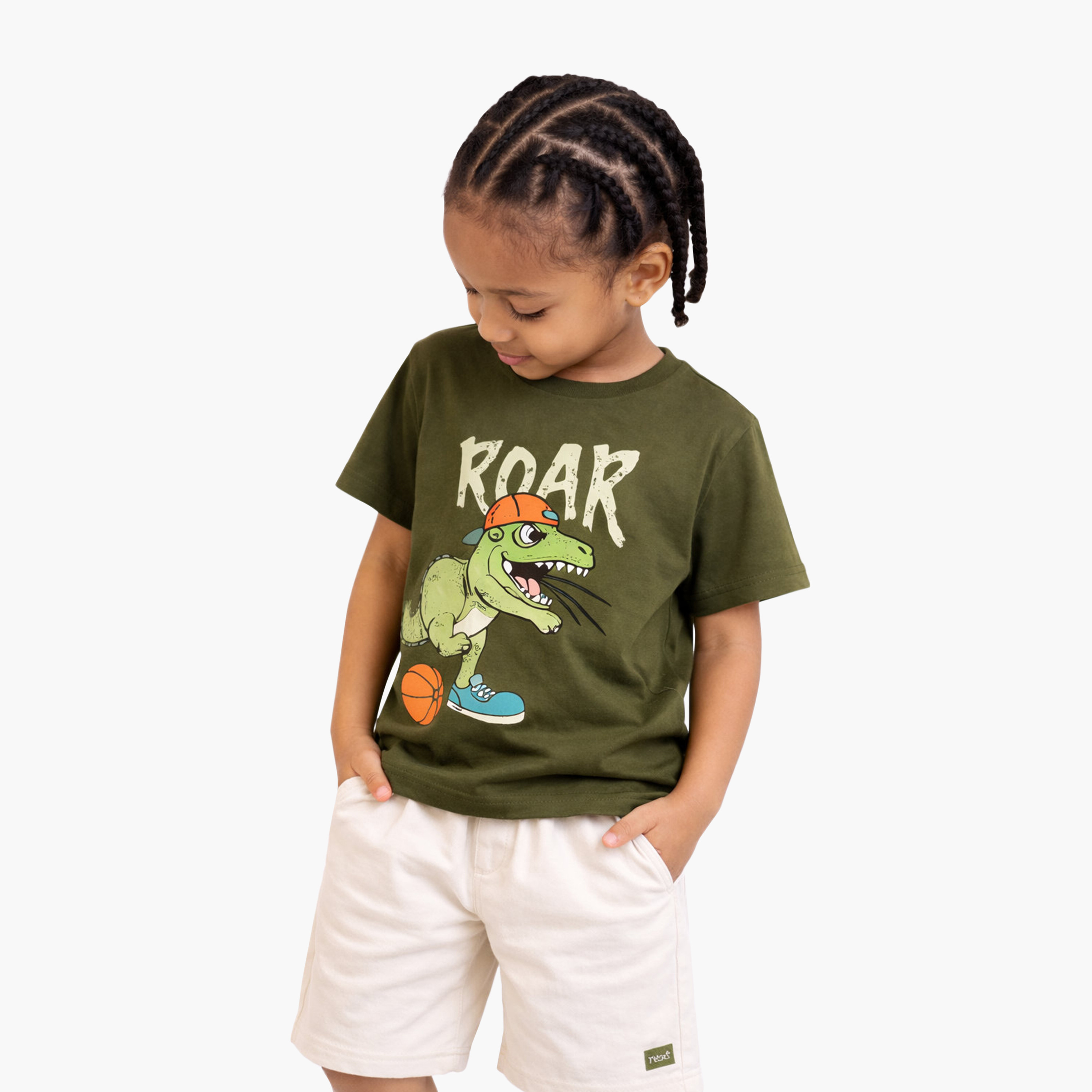 Victor and Jane Half Sleeves Roar Dino Printed T-Shirt & Shorts Set-boys-clothing-setsandcoords-image-3