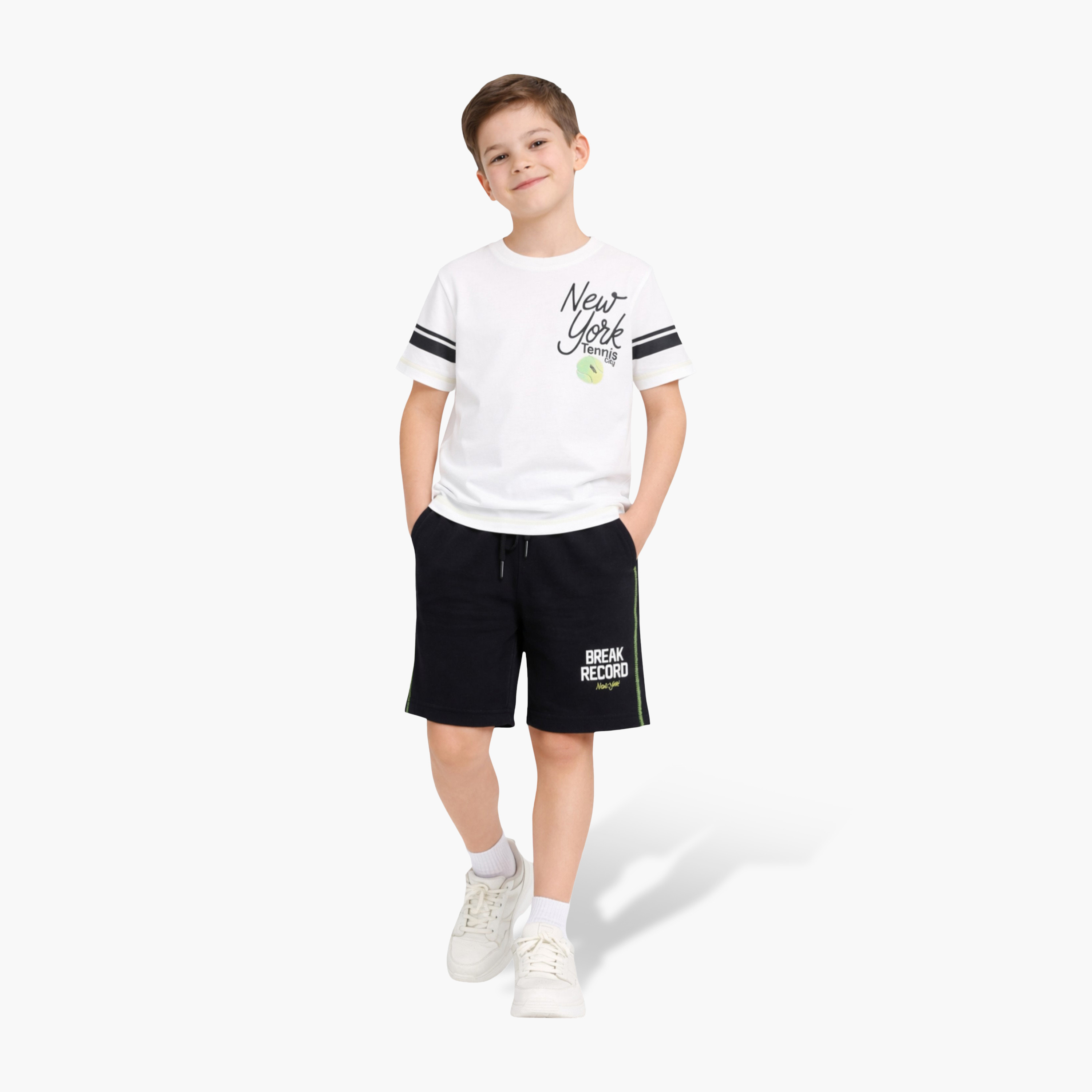Victor and Jane Half Sleeves New York Tennis City Printed T-Shirt & Shorts Set-boys-clothing-setsandcoords-image-1