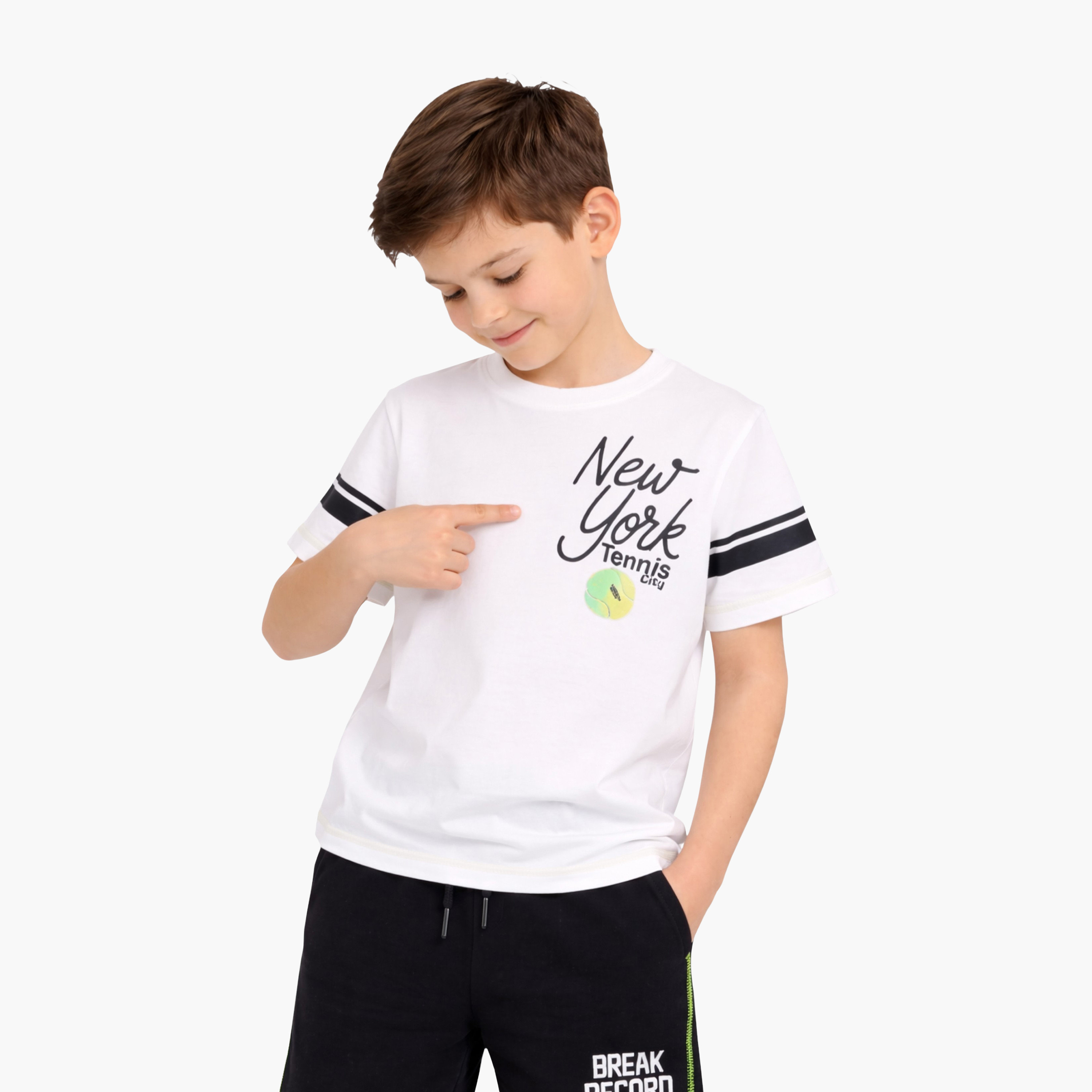 Victor and Jane Half Sleeves New York Tennis City Printed T-Shirt & Shorts Set-boys-clothing-setsandcoords-image-2