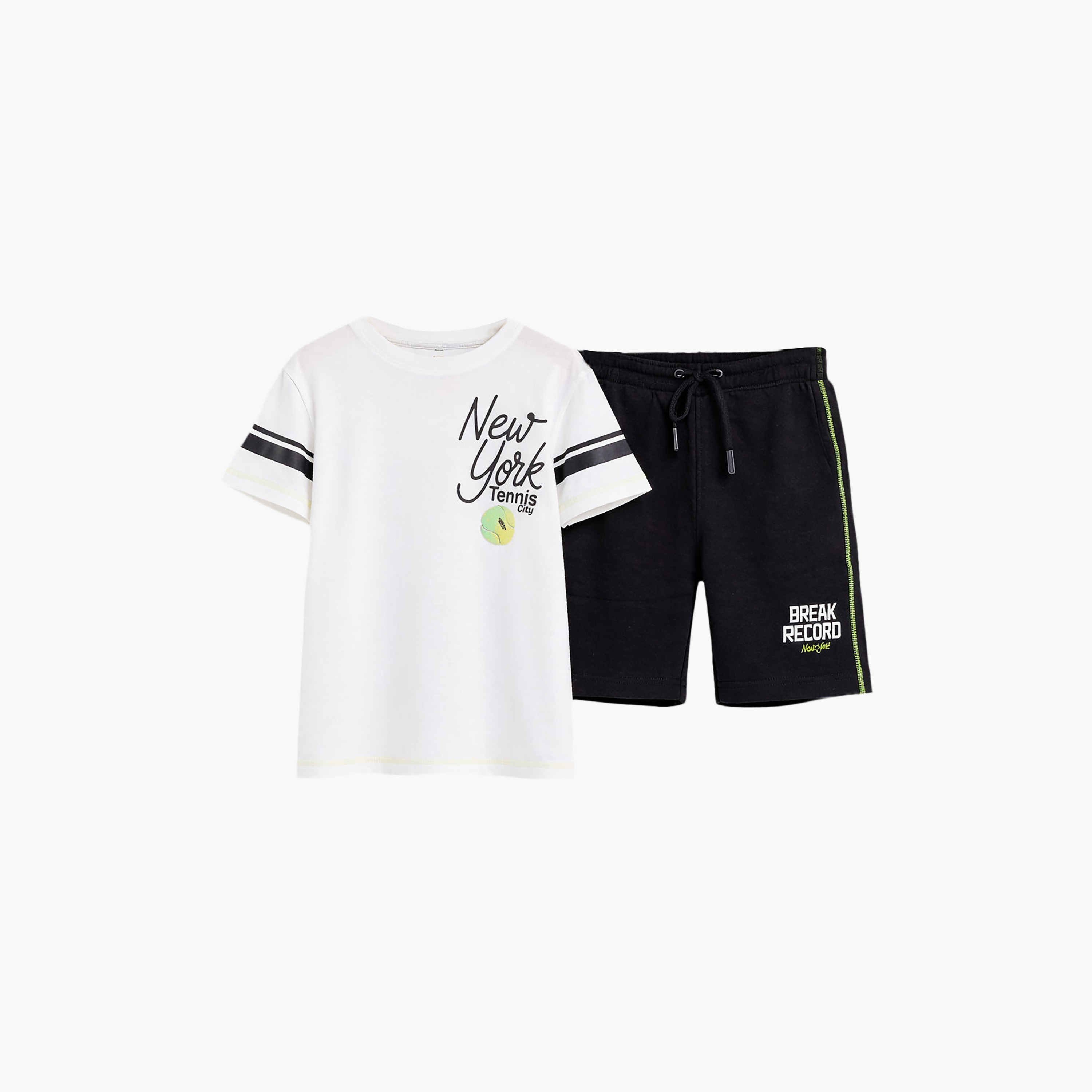 Victor and Jane Half Sleeves New York Tennis City Printed T-Shirt & Shorts Set-boys-clothing-setsandcoords-image-4