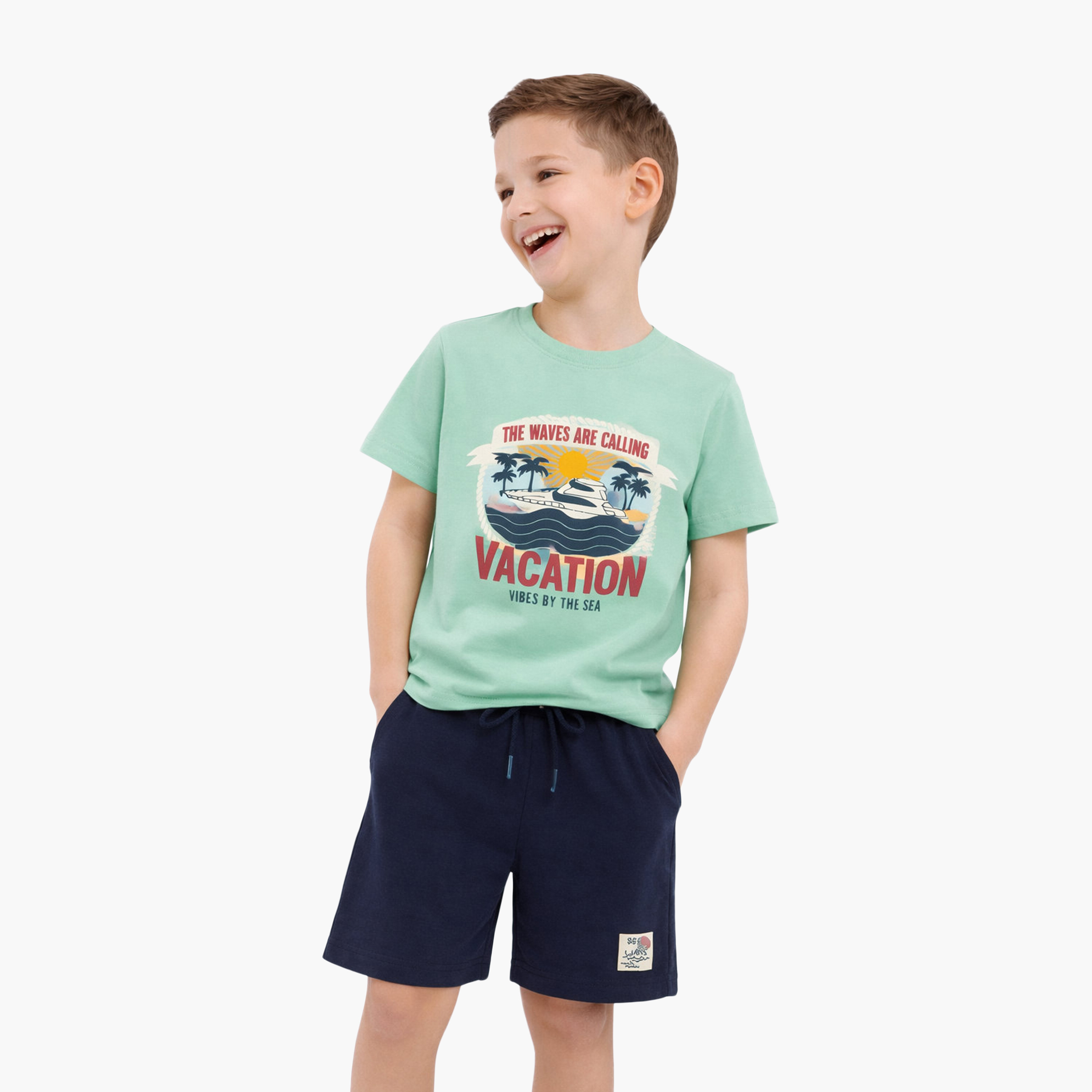 Victor and Jane Half Sleeves Vacation Printed T-Shirt & Shorts Set-boys-clothing-setsandcoords-image-2