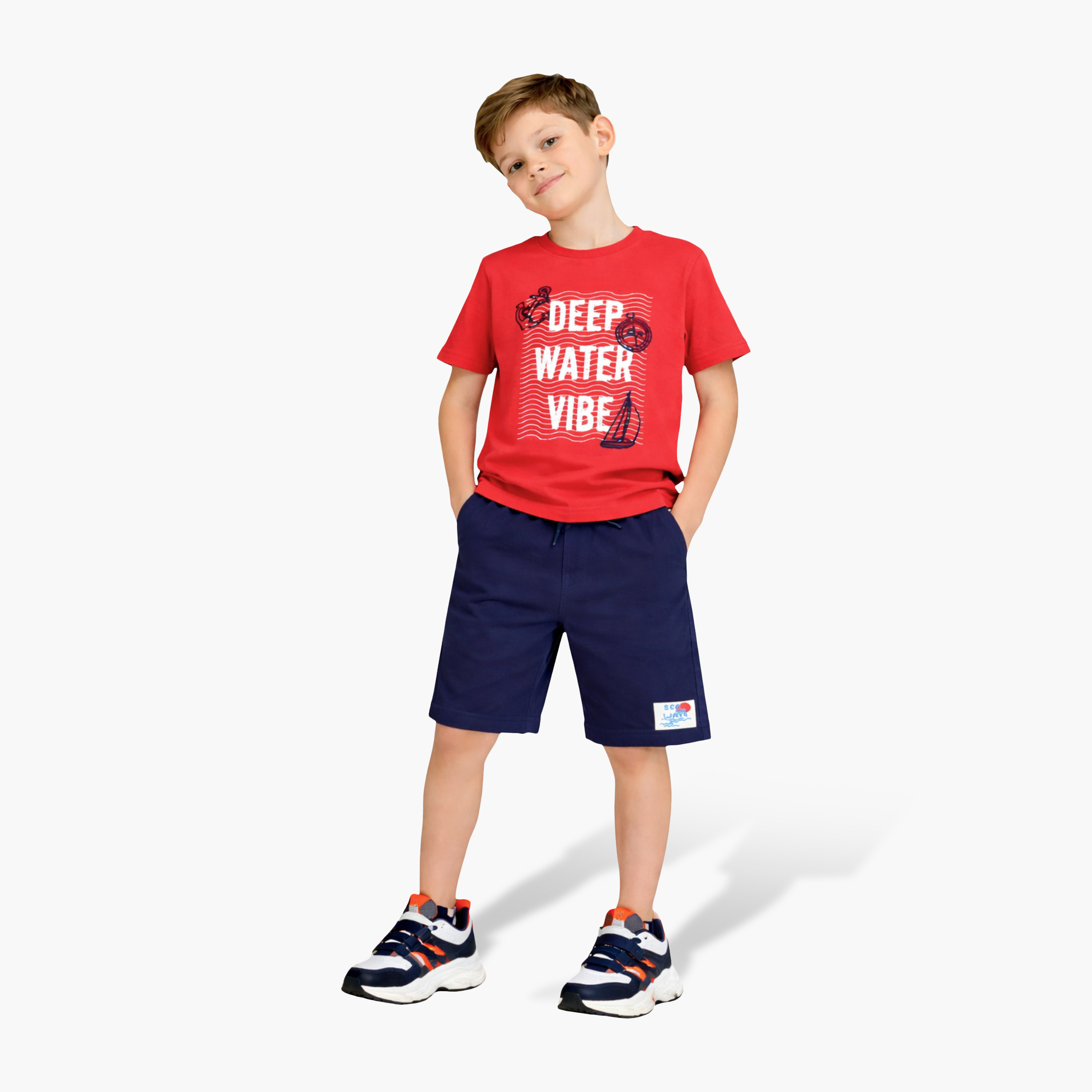 Victor and Jane Deep Water Vibe T-Shirt & Navy Shorts Set-boys-clothing-setsandcoords-image-1