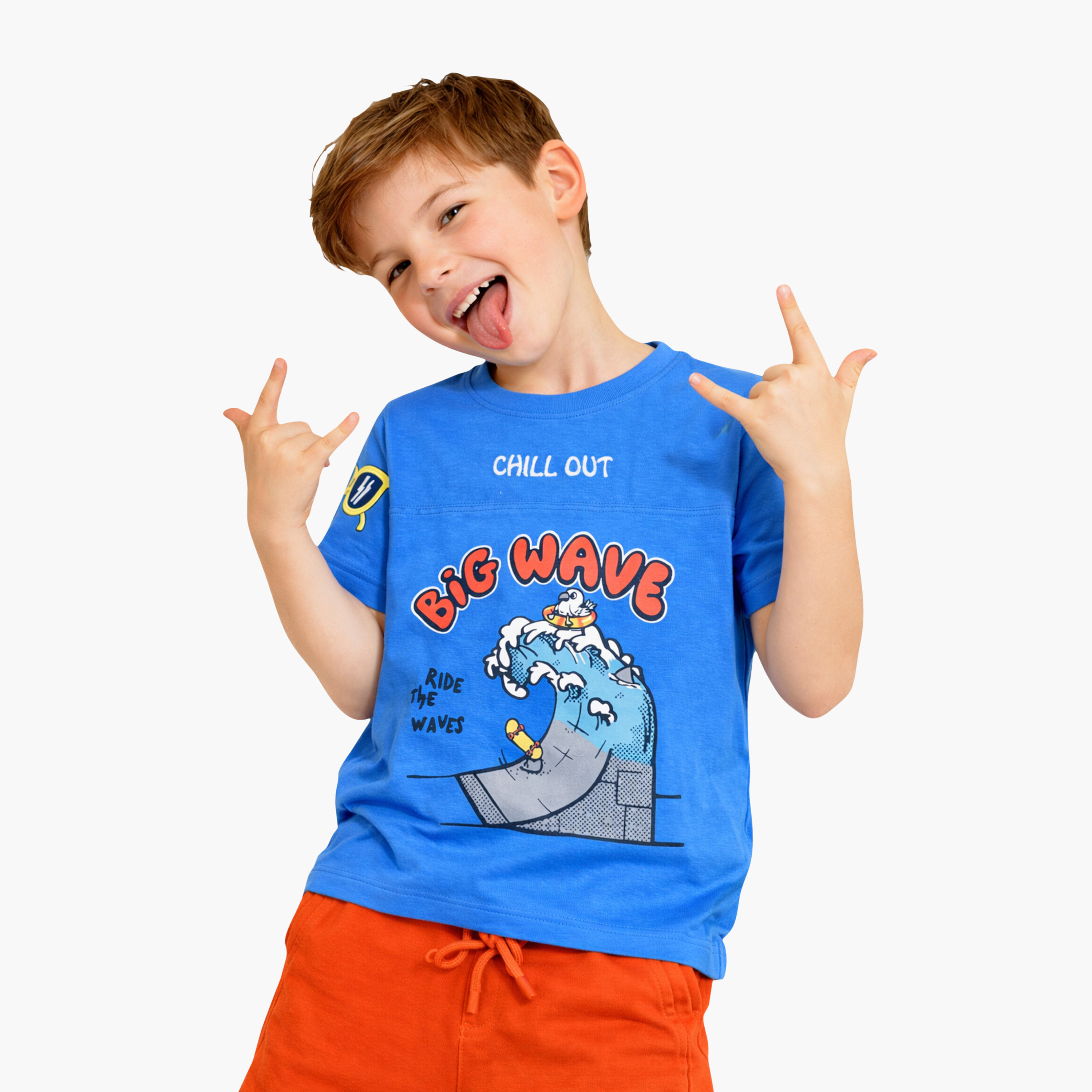 Victor and Jane Surfing Wave T-Shirt & Orange Shorts Set-boys-clothing-setsandcoords-image-4
