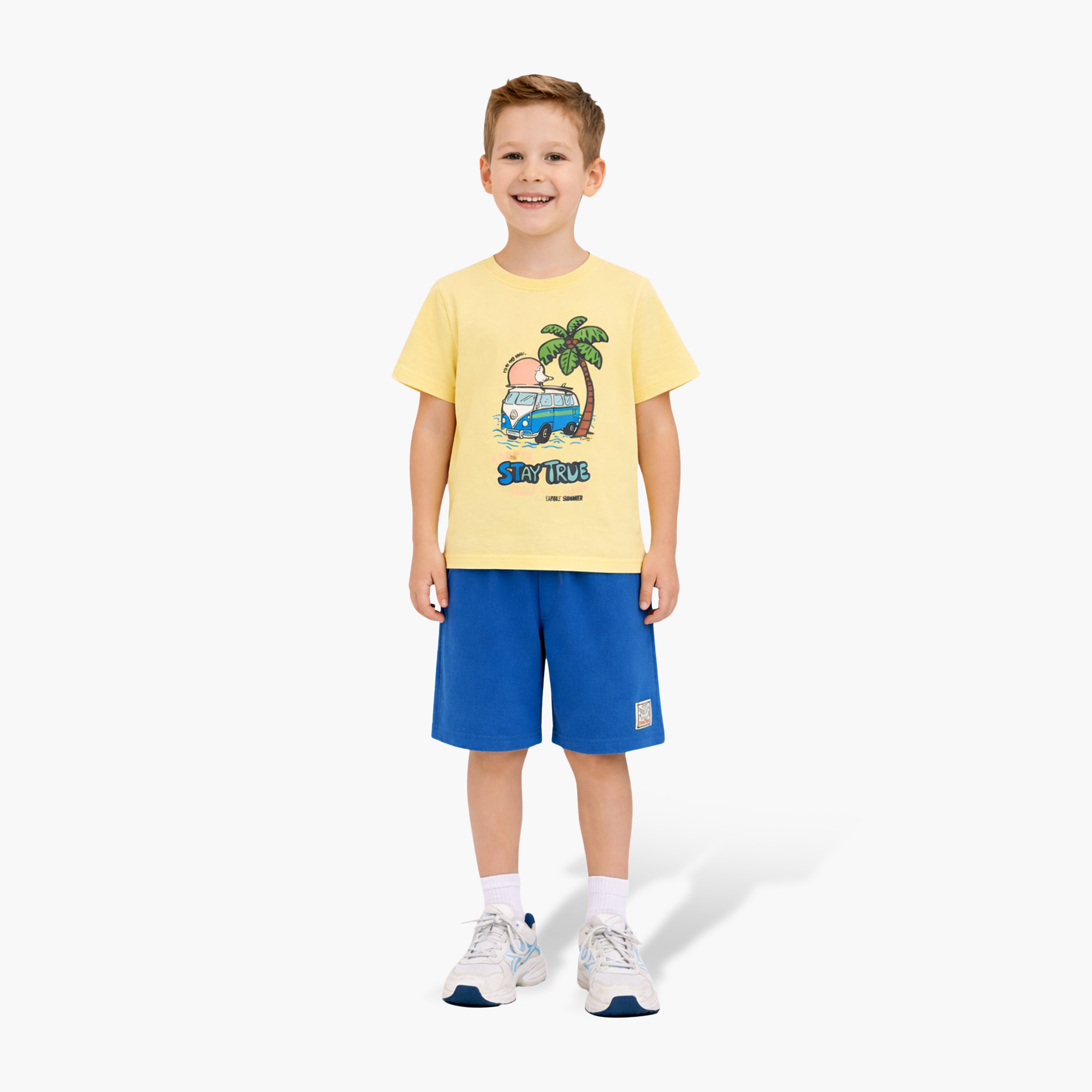 Victor and Jane Half Sleeves Sunset Ride Printed T-Shirt & Shorts Set-boys-clothing-setsandcoords-image-1