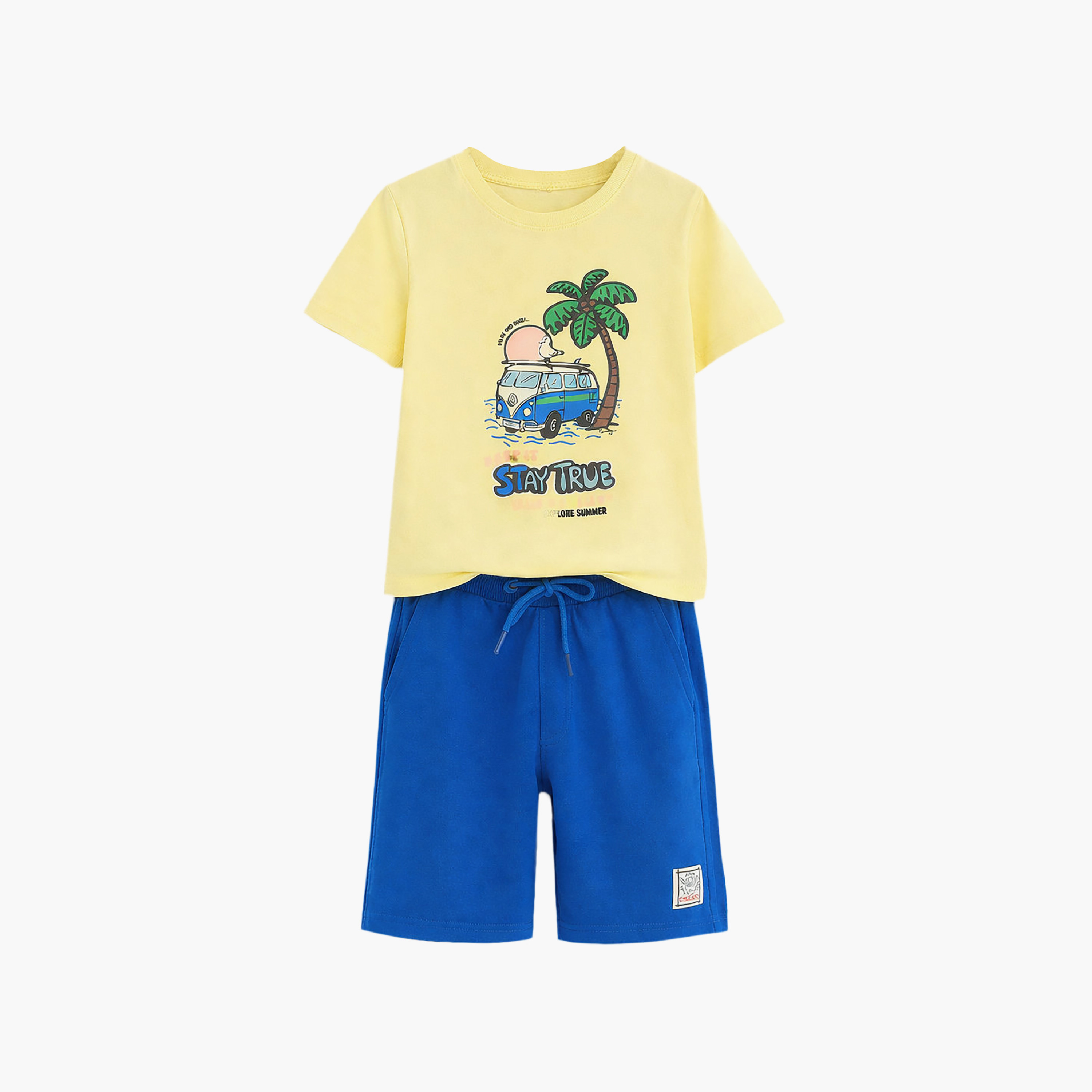 Victor and Jane Half Sleeves Sunset Ride Printed T-Shirt & Shorts Set-boys-clothing-setsandcoords-image-4