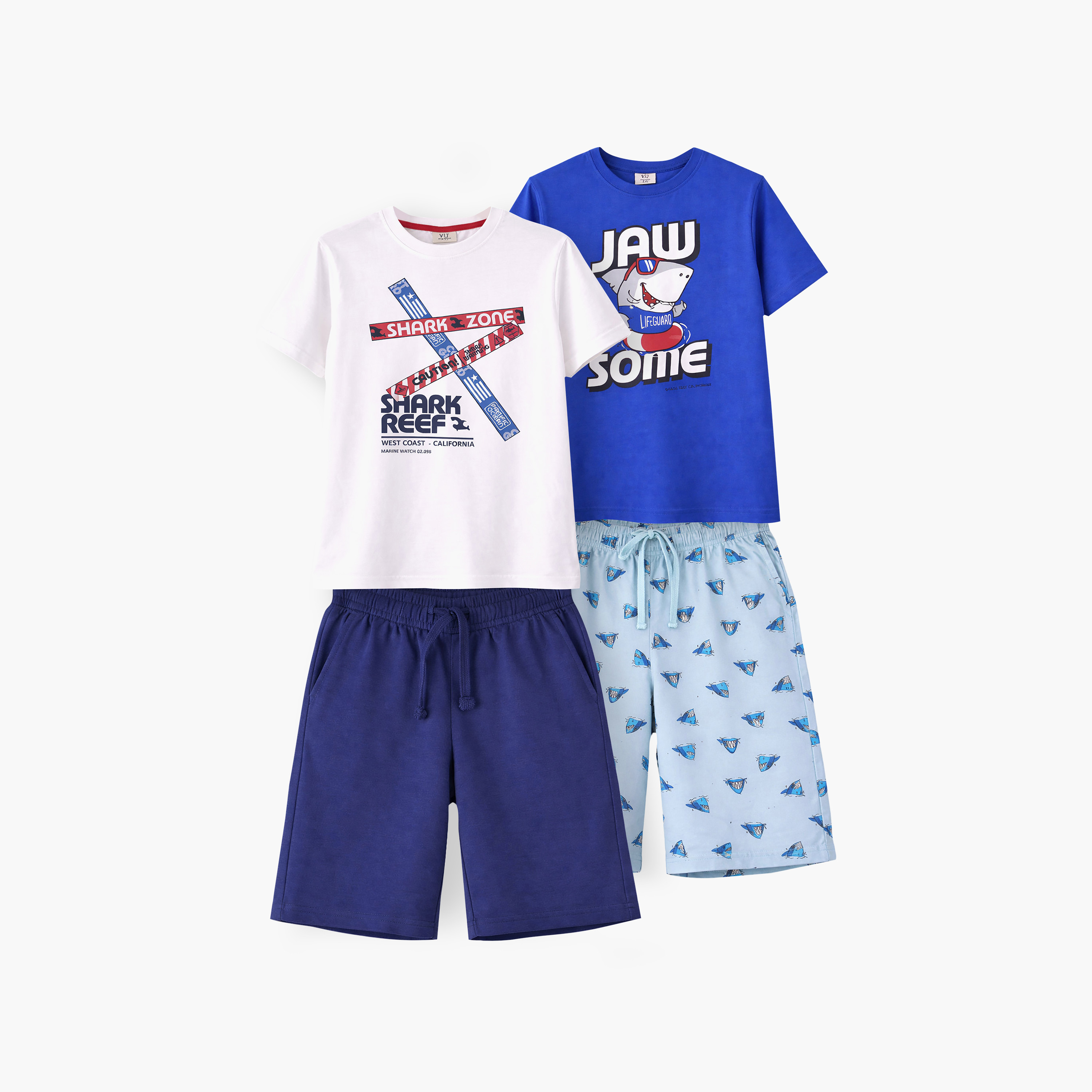 Victor and Jane 4-Piece Graphic Short Sleeves T-Shirts, Pants with Shorts-boys-clothing-setsandcoords-image-1