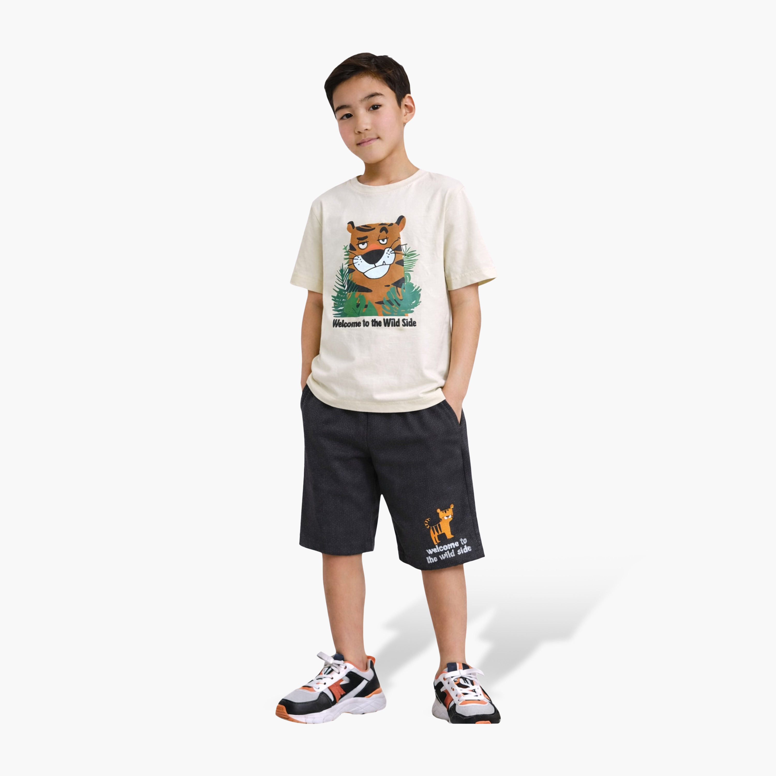 Victor and Jane Tiger Graphic T-Shirt & Shorts Set-boys-clothing-setsandcoords-image-1
