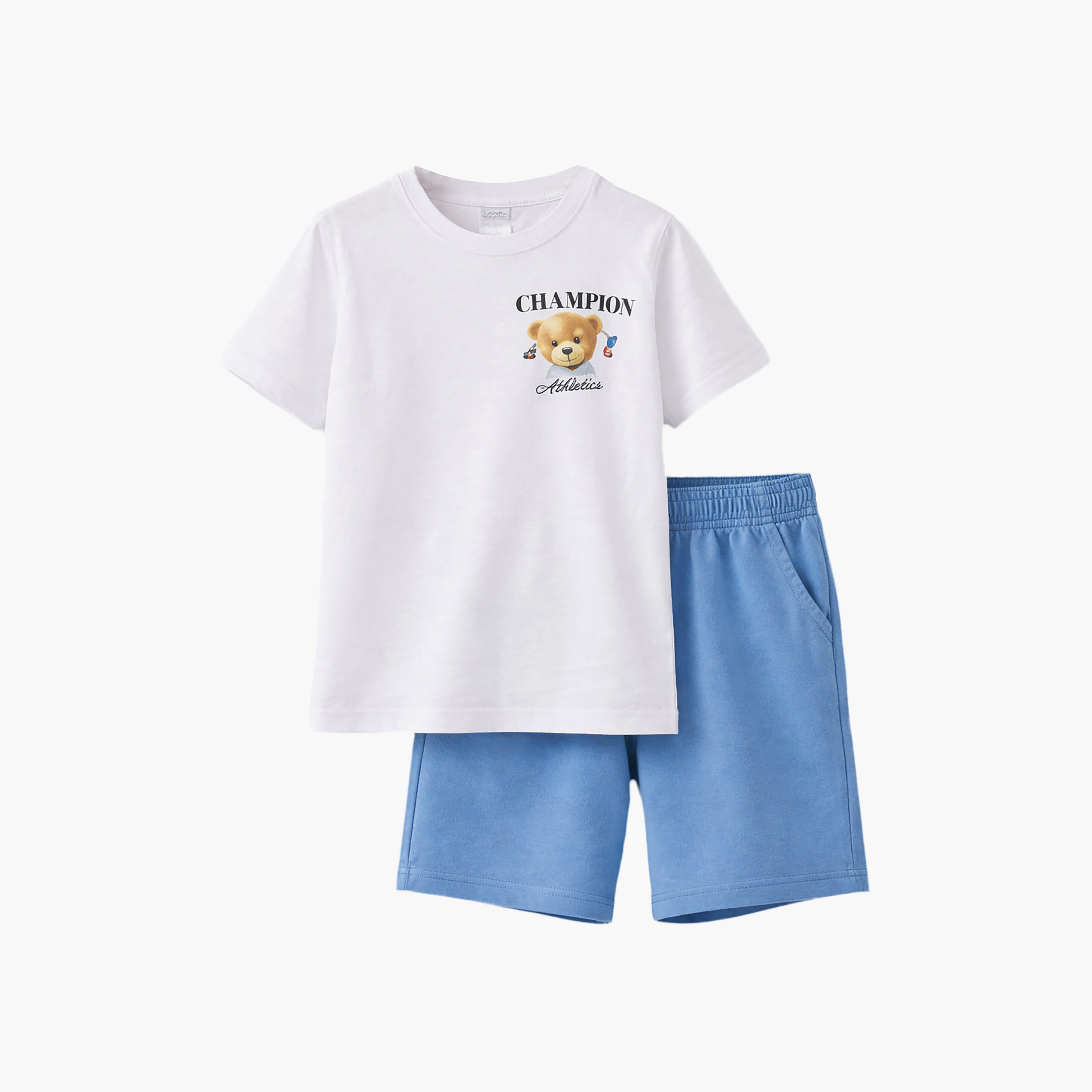 طقم تيشيرت بأكمام نصفية بطبعة تشامبيون وشورت من فيكتور أند جين-boys-clothing-setsandcoords-image-4