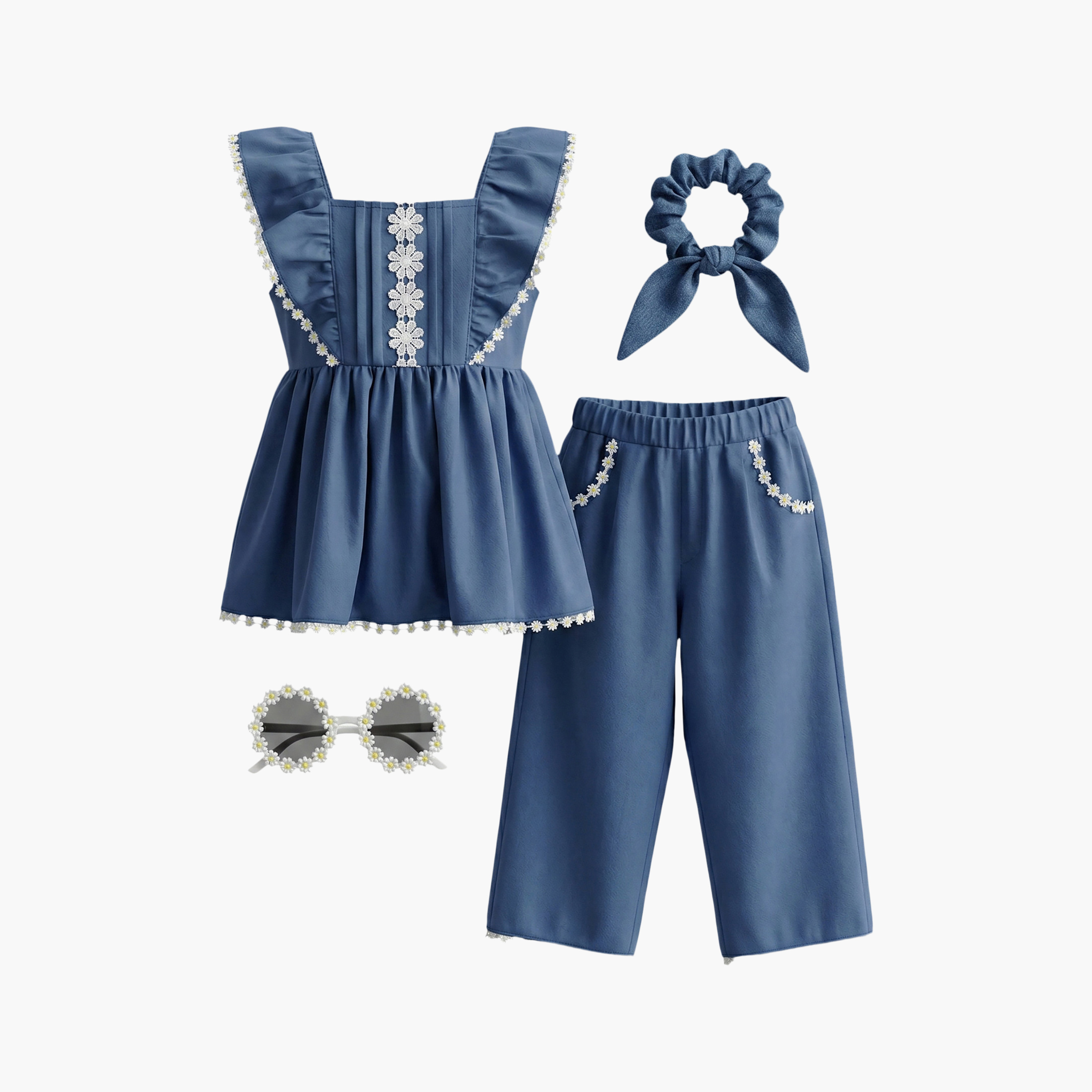 Victor and Jane Denim Look Top & Culotte Pants Set-girls-clothing-setsandcoords-image-3
