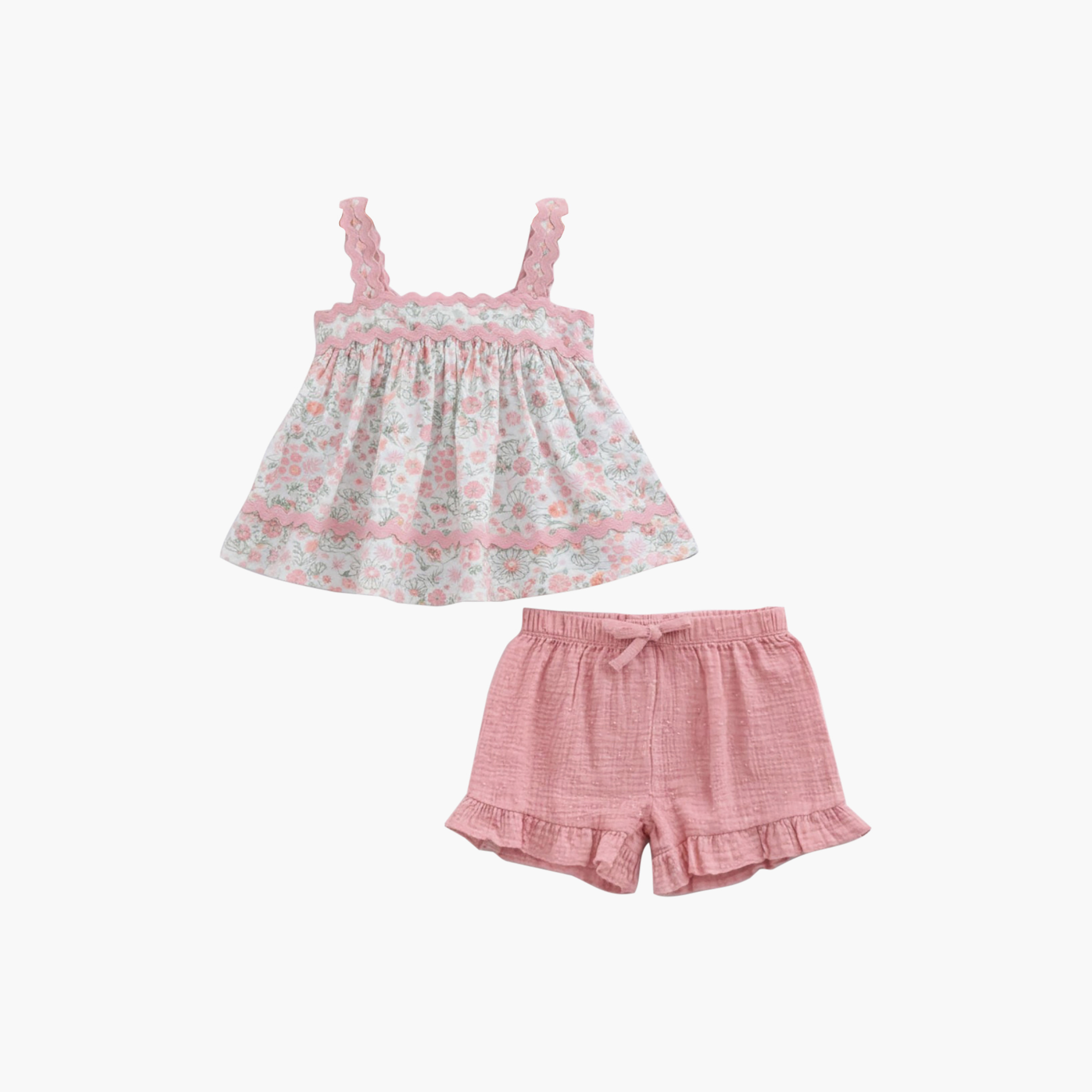 Victor and Jane 4-Piece Floral Top & Ruffle Shorts with Headband & Sunglasses-girls-clothing-setsandcoords-image-2